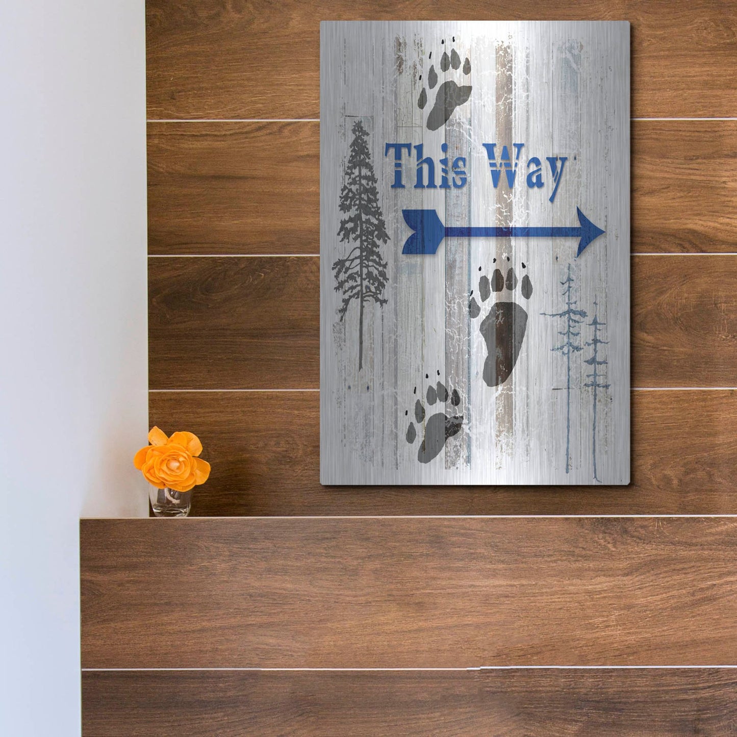 Luxe Metal Art 'The Blue Moose - This Way II' by Lightbox Journal, Metal Wall Art,12x16
