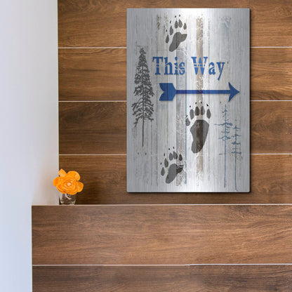 Luxe Metal Art 'The Blue Moose - This Way II' by Lightbox Journal, Metal Wall Art,12x16