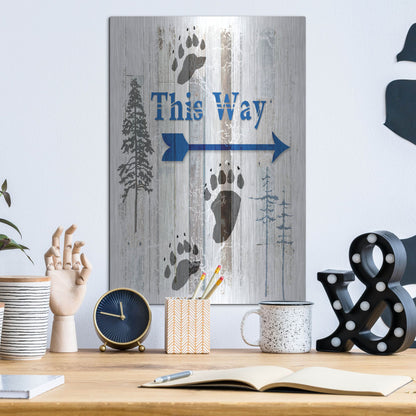 Luxe Metal Art 'The Blue Moose - This Way II' by Lightbox Journal, Metal Wall Art,12x16