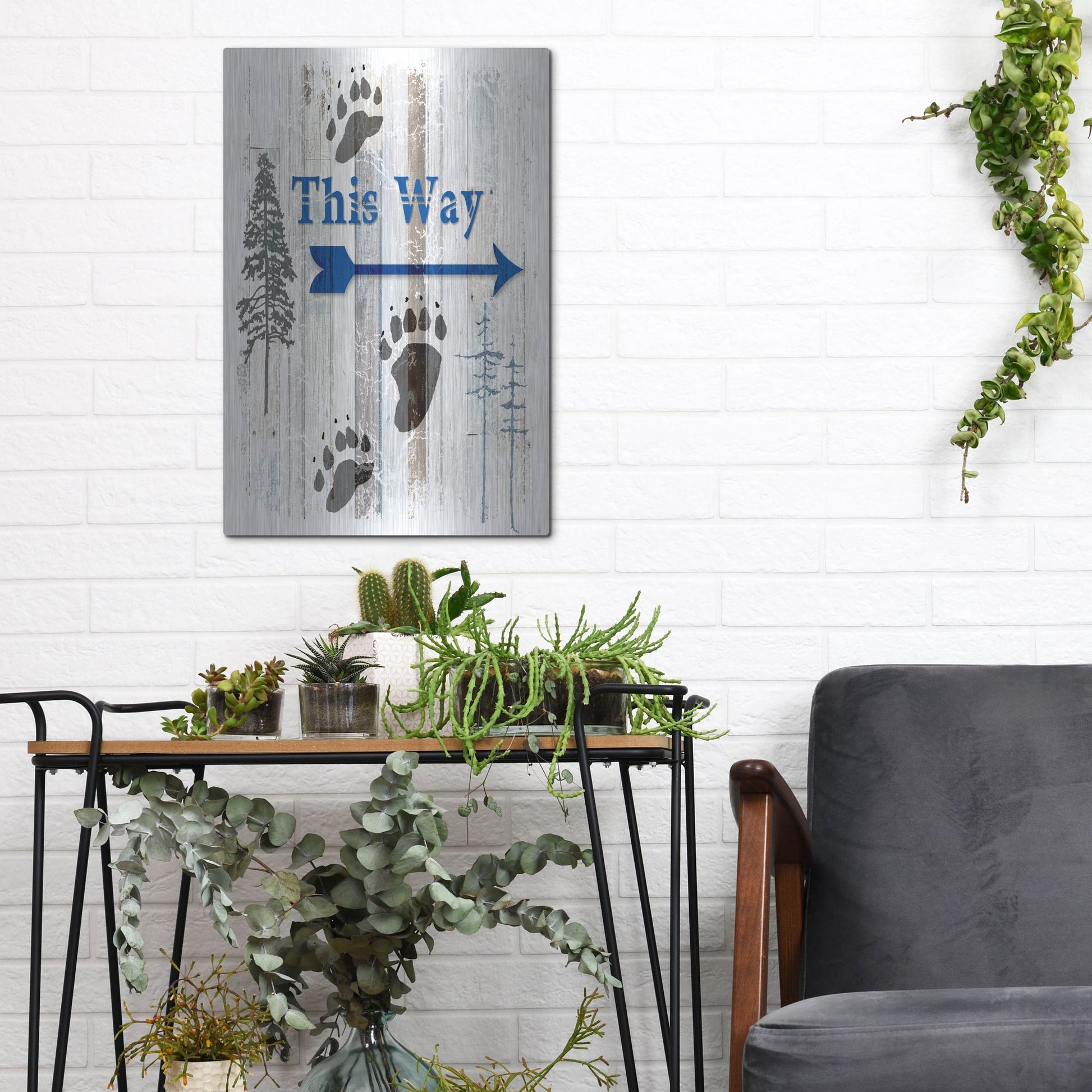 Luxe Metal Art 'The Blue Moose - This Way II' by Lightbox Journal, Metal Wall Art,12x16