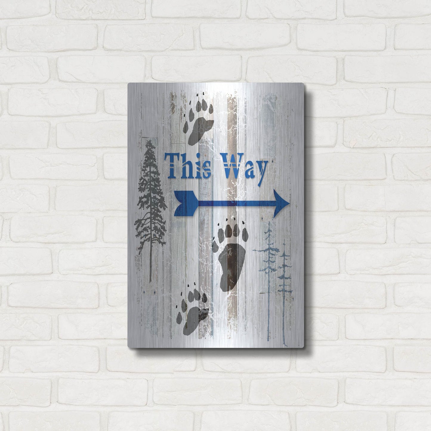 Luxe Metal Art 'The Blue Moose - This Way II' by Lightbox Journal, Metal Wall Art,16x24