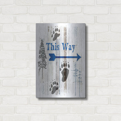 Luxe Metal Art 'The Blue Moose - This Way II' by Lightbox Journal, Metal Wall Art,16x24