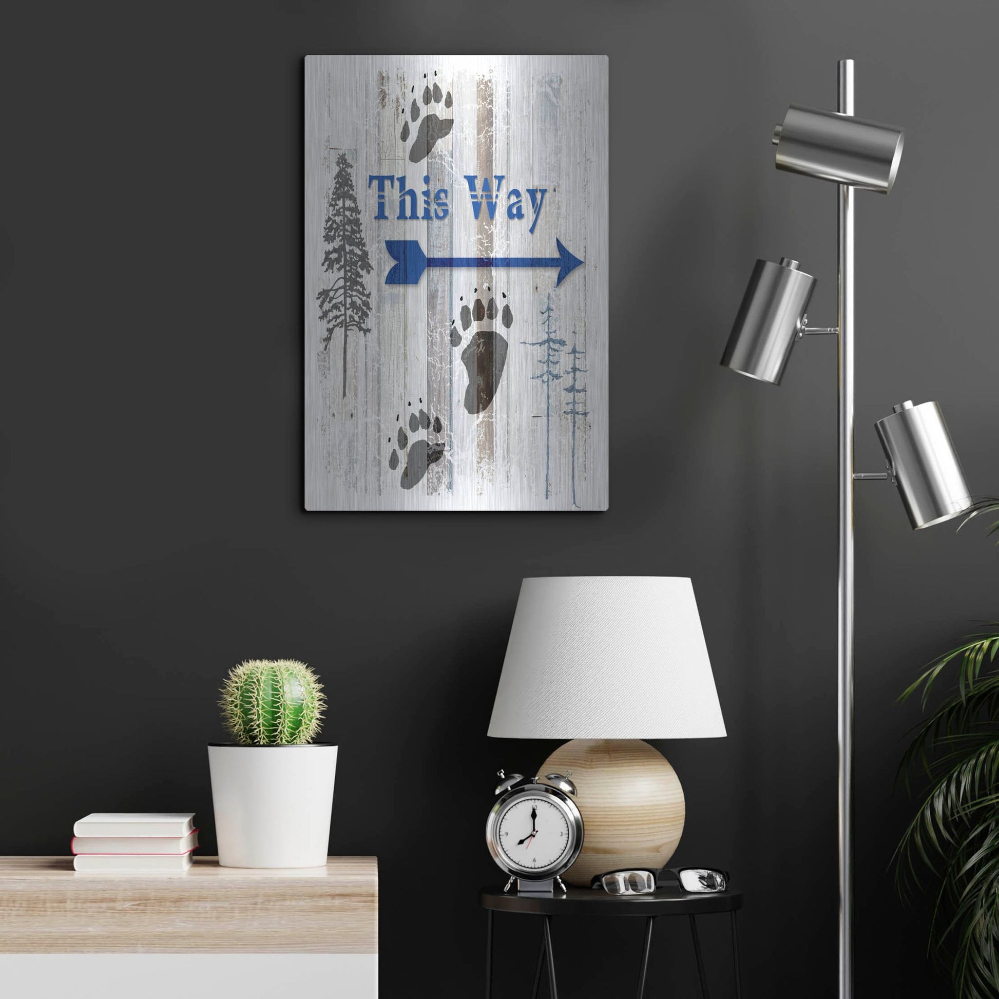 Luxe Metal Art 'The Blue Moose - This Way II' by Lightbox Journal, Metal Wall Art,16x24