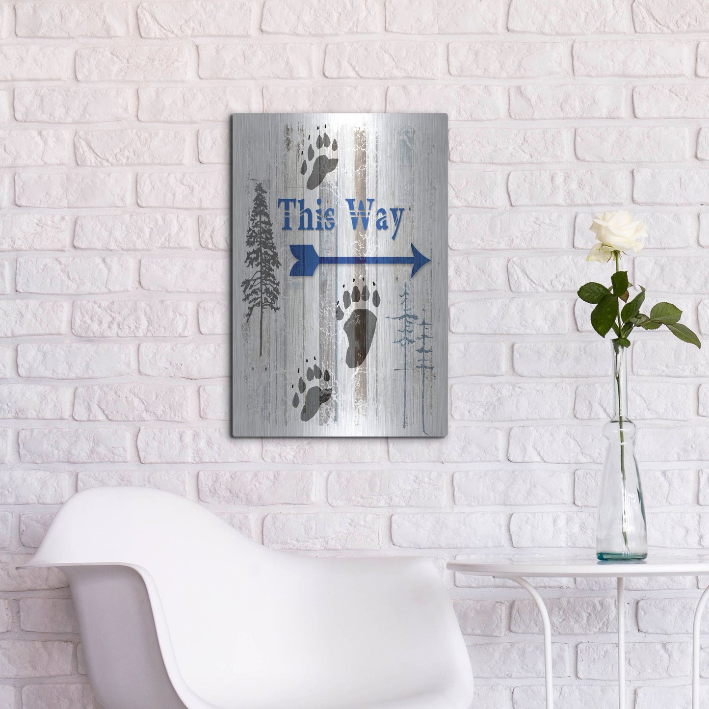 Luxe Metal Art 'The Blue Moose - This Way II' by Lightbox Journal, Metal Wall Art,16x24