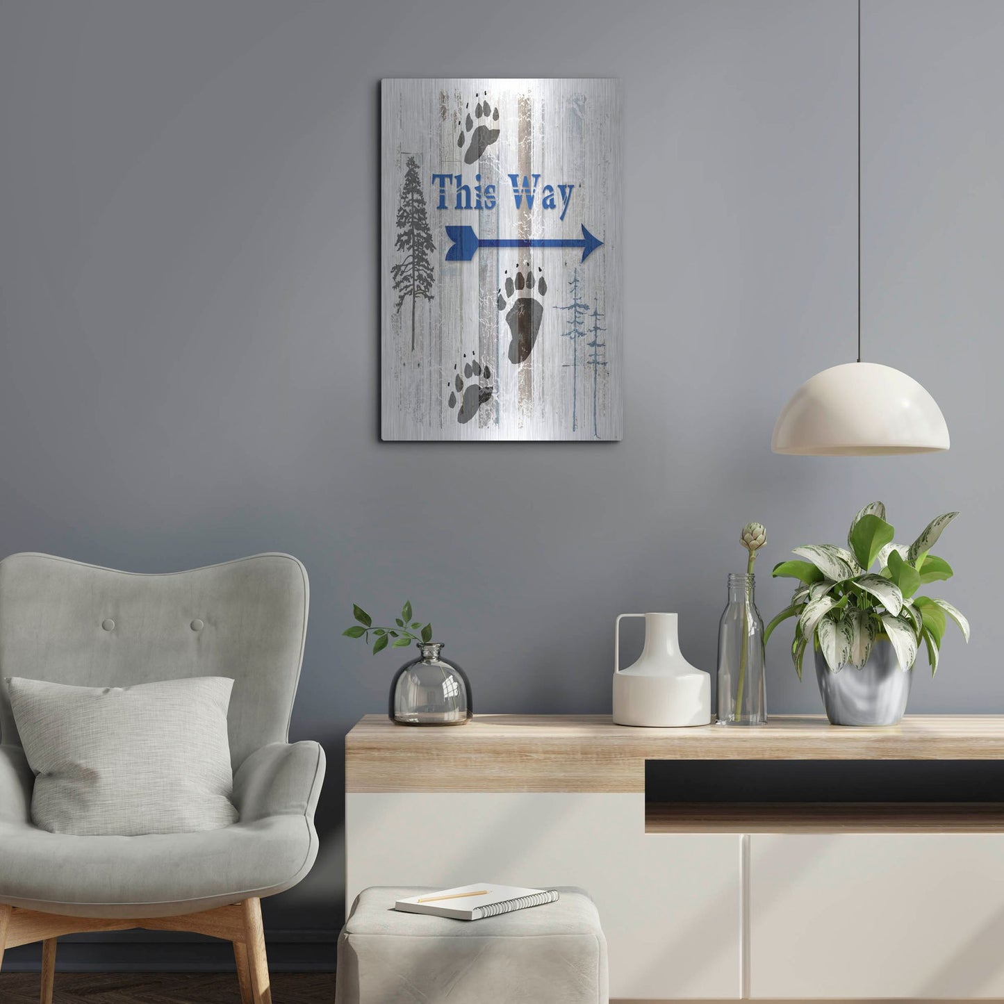 Luxe Metal Art 'The Blue Moose - This Way II' by Lightbox Journal, Metal Wall Art,16x24