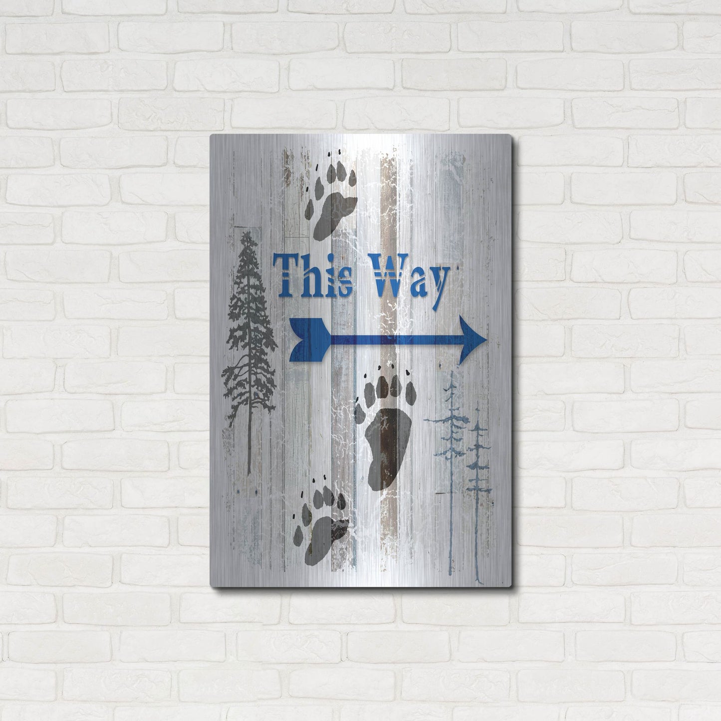 Luxe Metal Art 'The Blue Moose - This Way II' by Lightbox Journal, Metal Wall Art,24x36