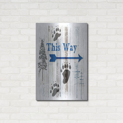 Luxe Metal Art 'The Blue Moose - This Way II' by Lightbox Journal, Metal Wall Art,24x36