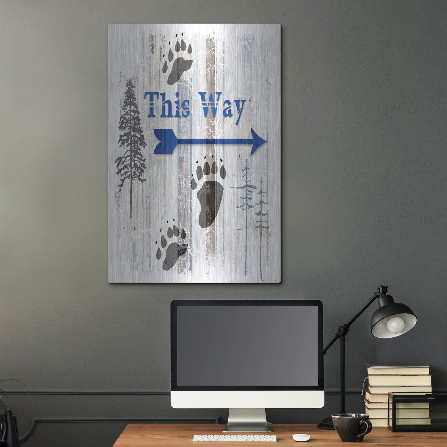 Luxe Metal Art 'The Blue Moose - This Way II' by Lightbox Journal, Metal Wall Art,24x36