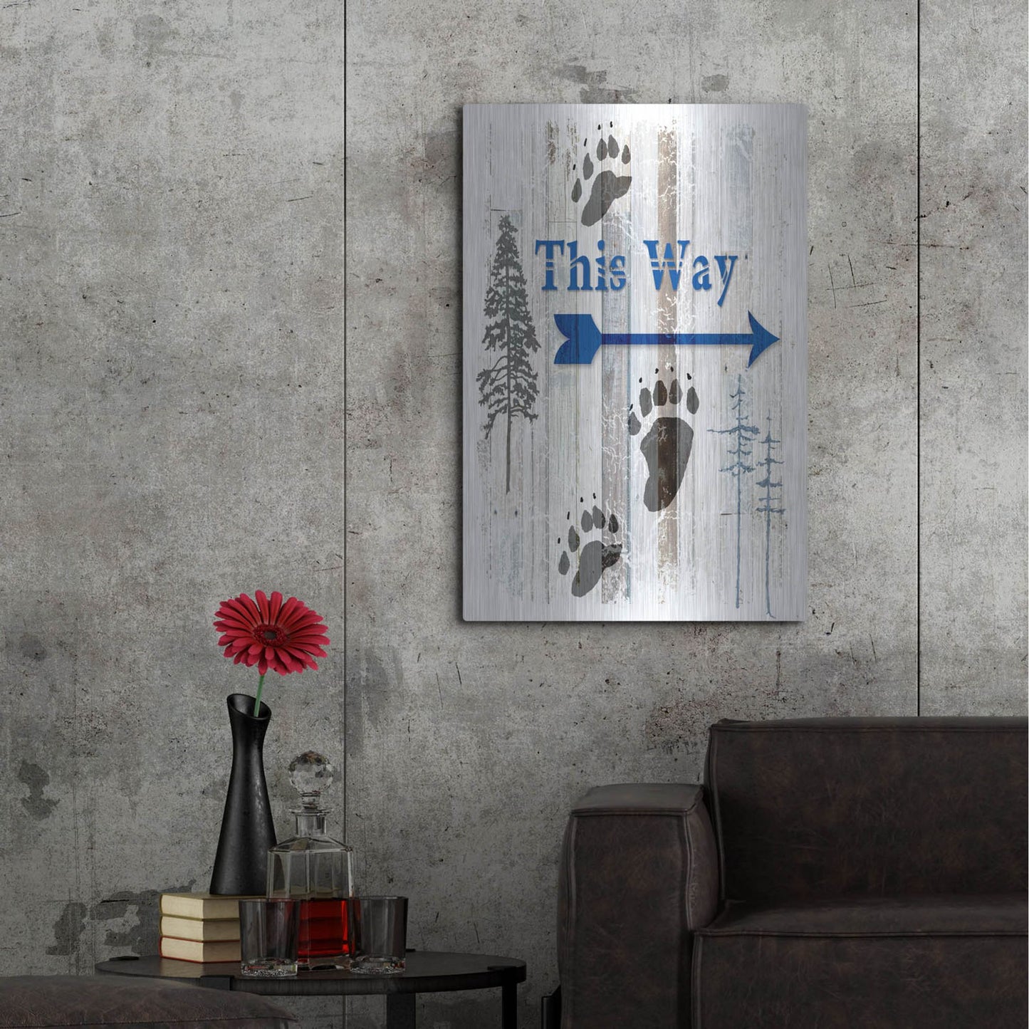 Luxe Metal Art 'The Blue Moose - This Way II' by Lightbox Journal, Metal Wall Art,24x36