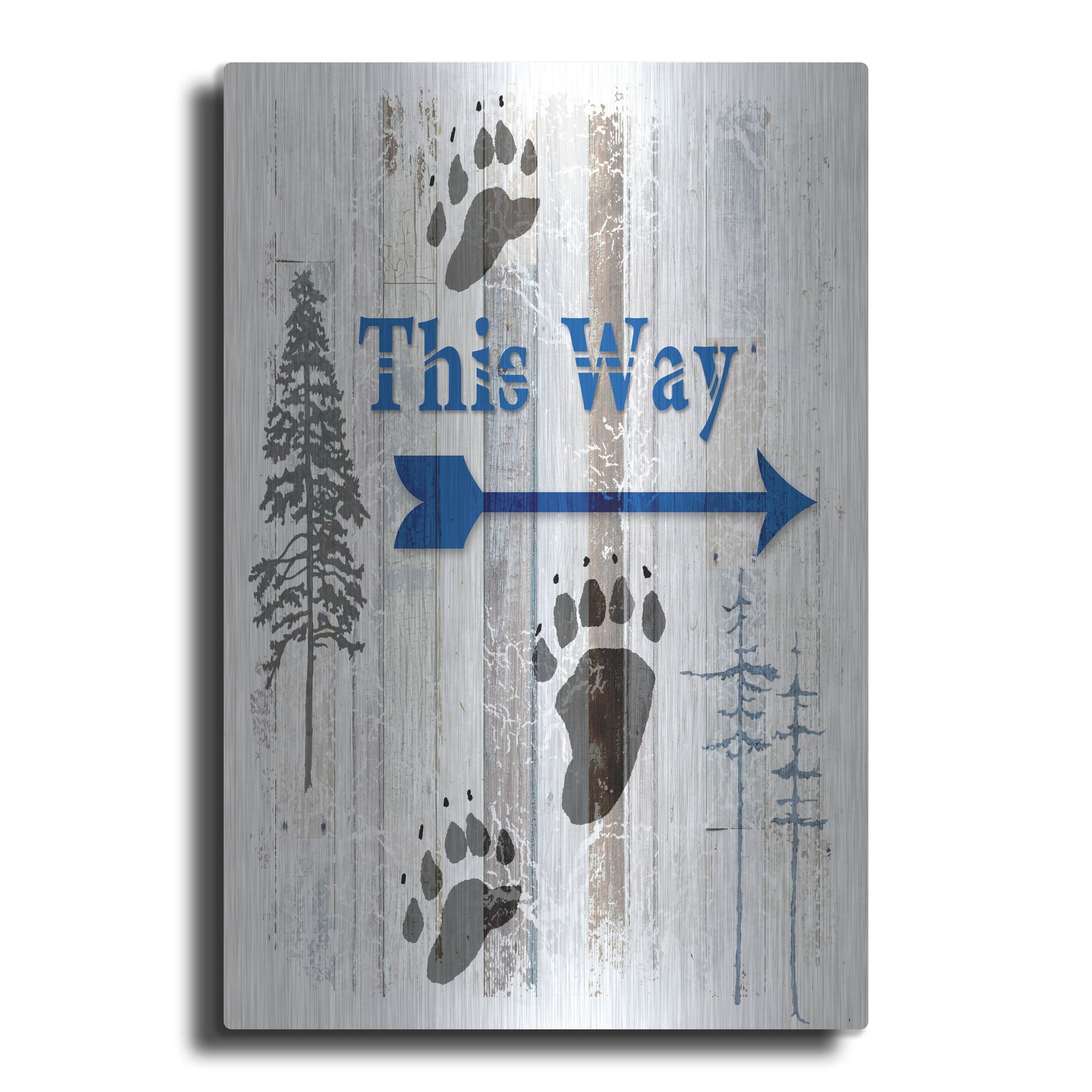 Luxe Metal Art 'The Blue Moose - This Way II' by Lightbox Journal, Metal Wall Art