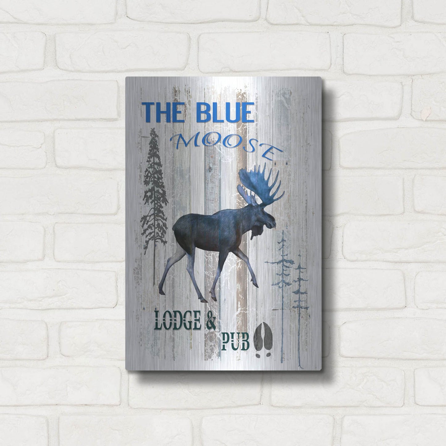 Luxe Metal Art 'The Blue Moose' by Lightbox Journal, Metal Wall Art,12x16