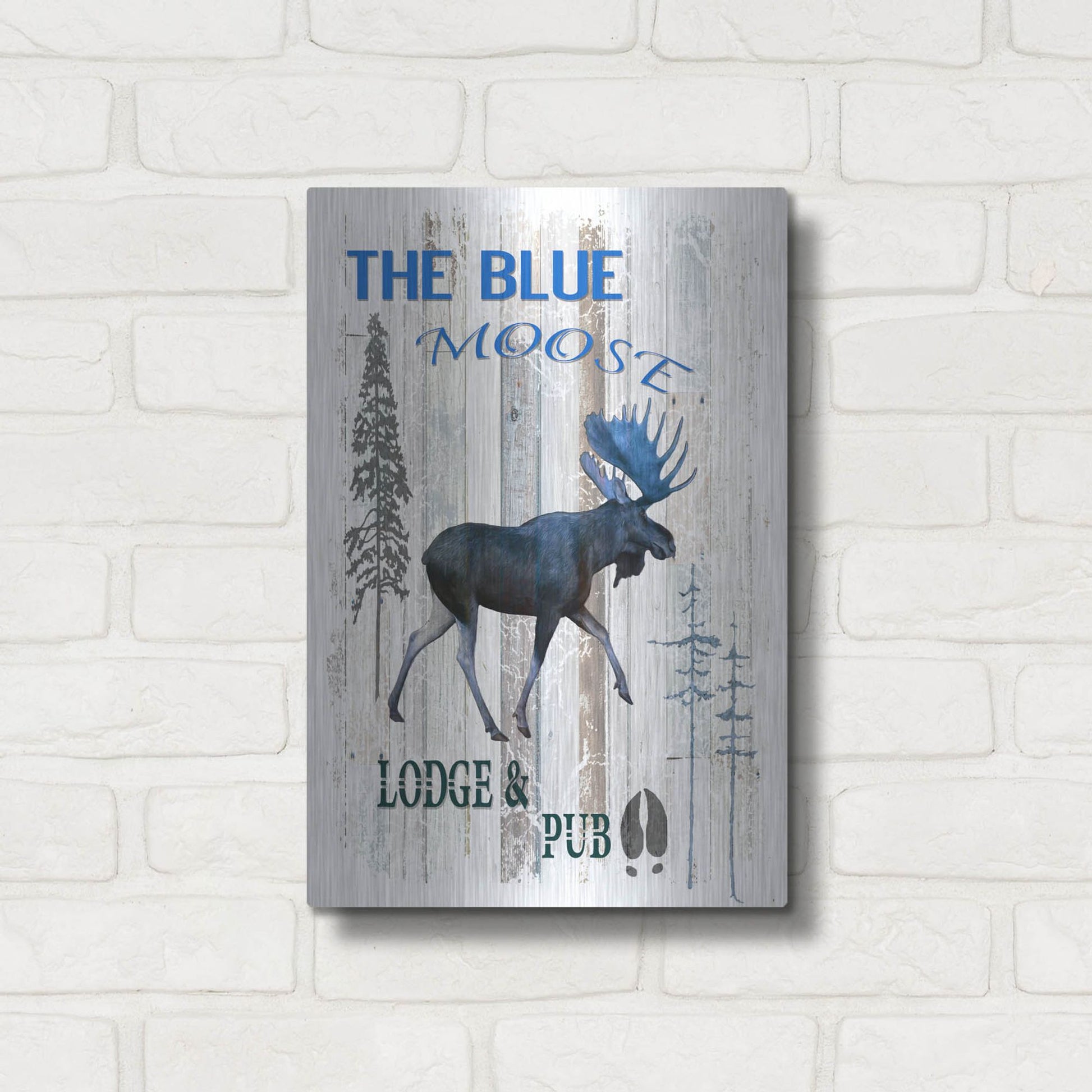 Luxe Metal Art 'The Blue Moose' by Lightbox Journal, Metal Wall Art,12x16