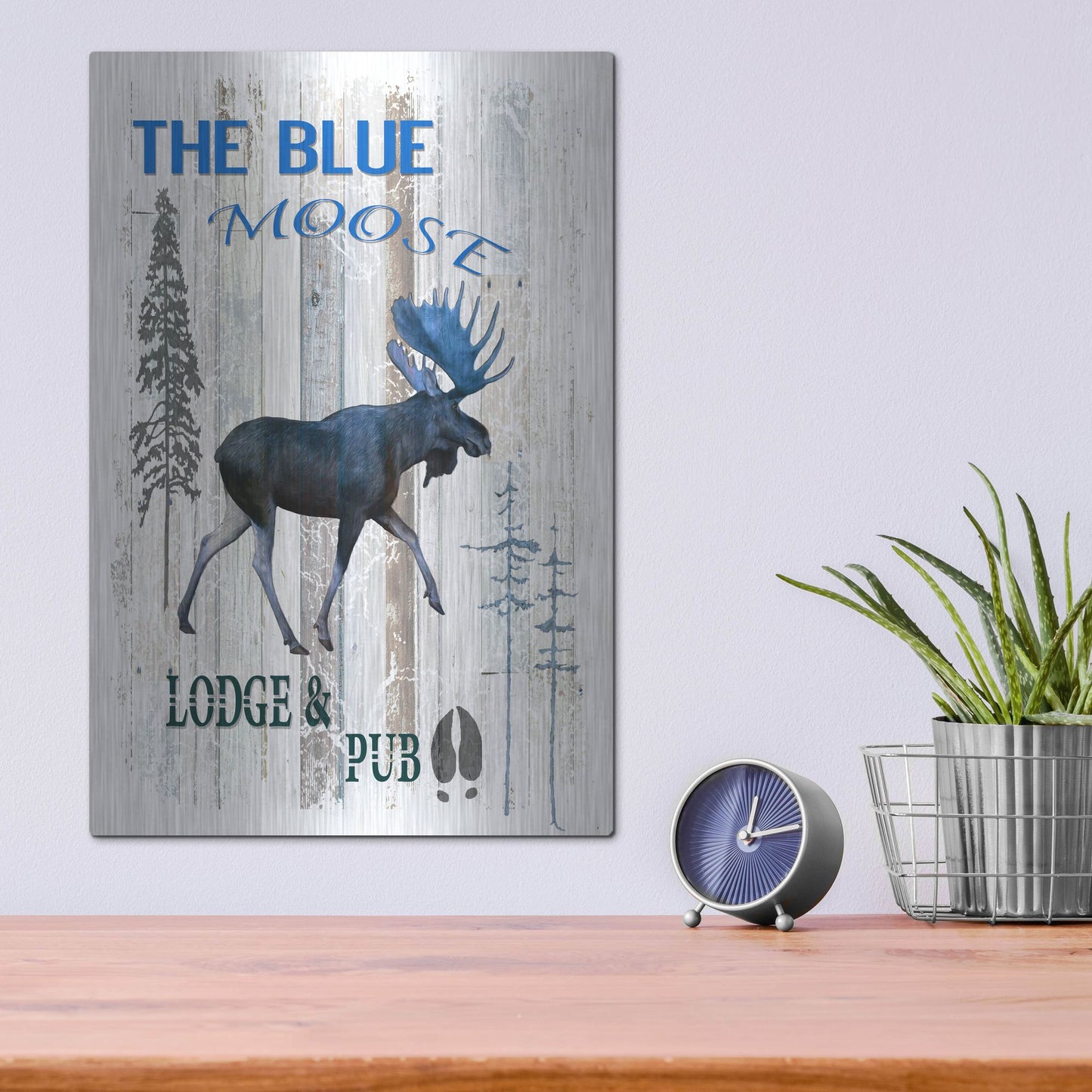 Luxe Metal Art 'The Blue Moose' by Lightbox Journal, Metal Wall Art,12x16