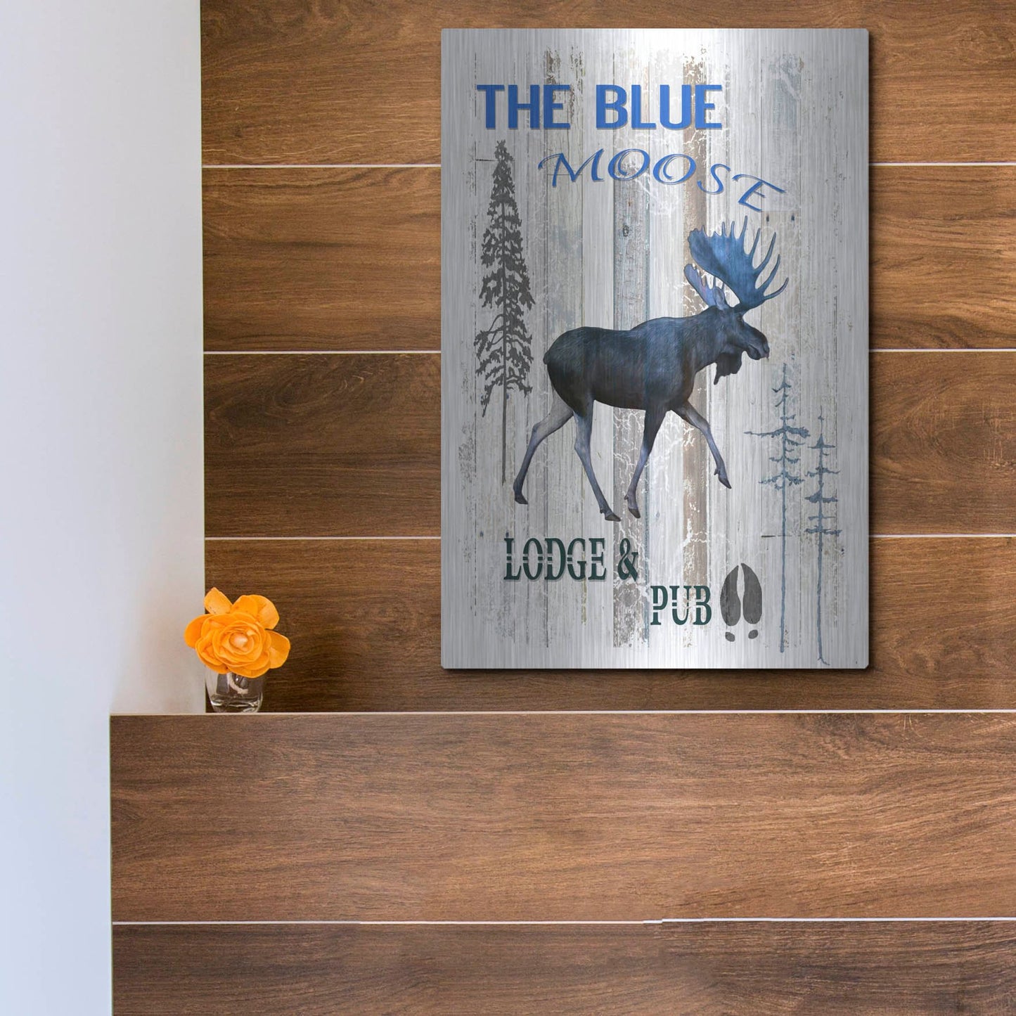 Luxe Metal Art 'The Blue Moose' by Lightbox Journal, Metal Wall Art,12x16