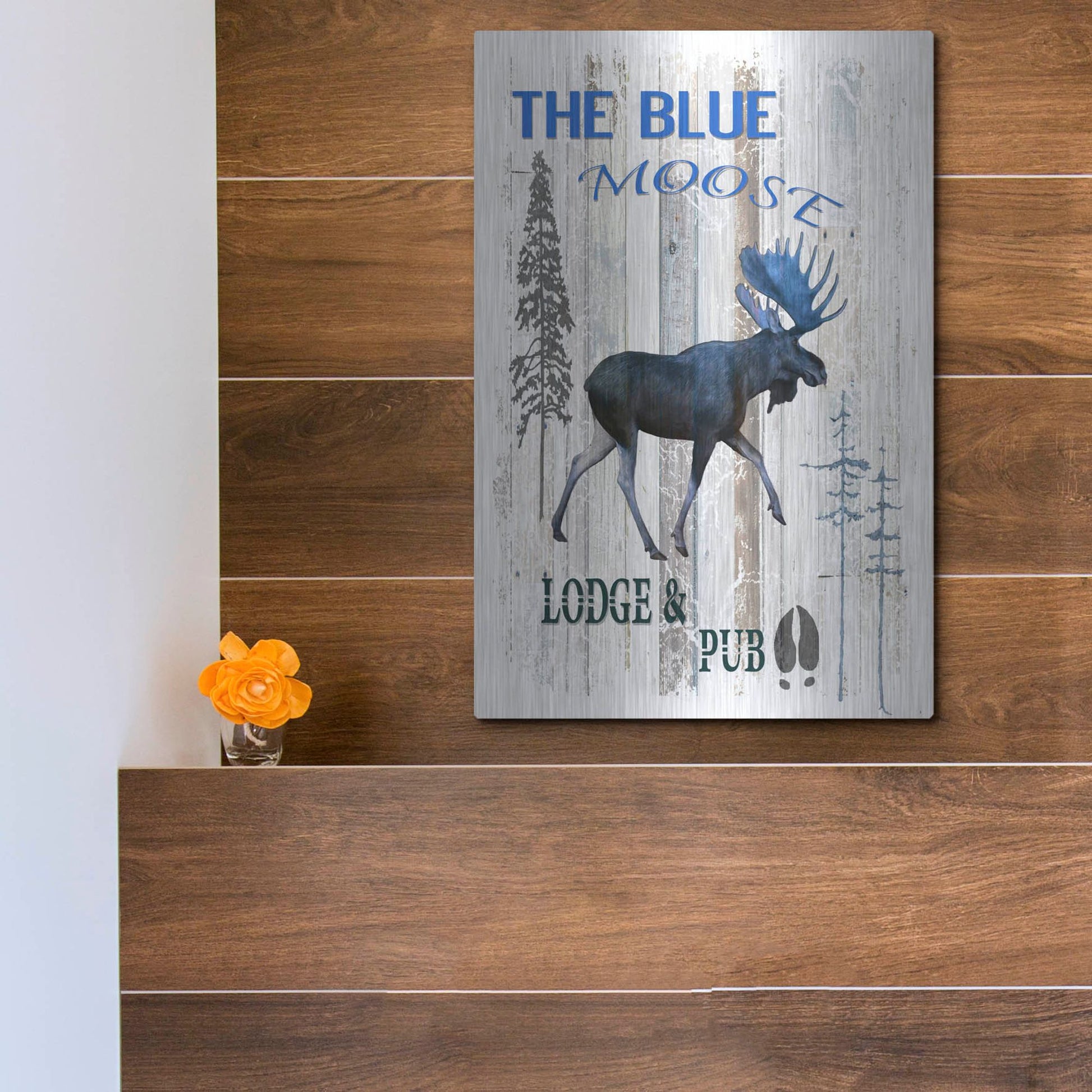 Luxe Metal Art 'The Blue Moose' by Lightbox Journal, Metal Wall Art,12x16