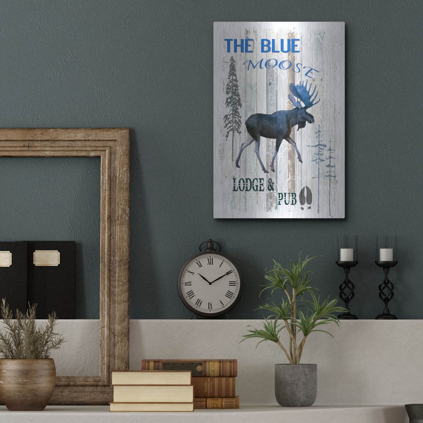 Luxe Metal Art 'The Blue Moose' by Lightbox Journal, Metal Wall Art,12x16
