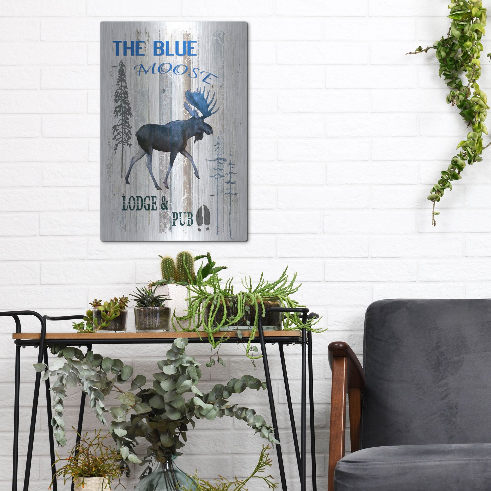 Luxe Metal Art 'The Blue Moose' by Lightbox Journal, Metal Wall Art,12x16