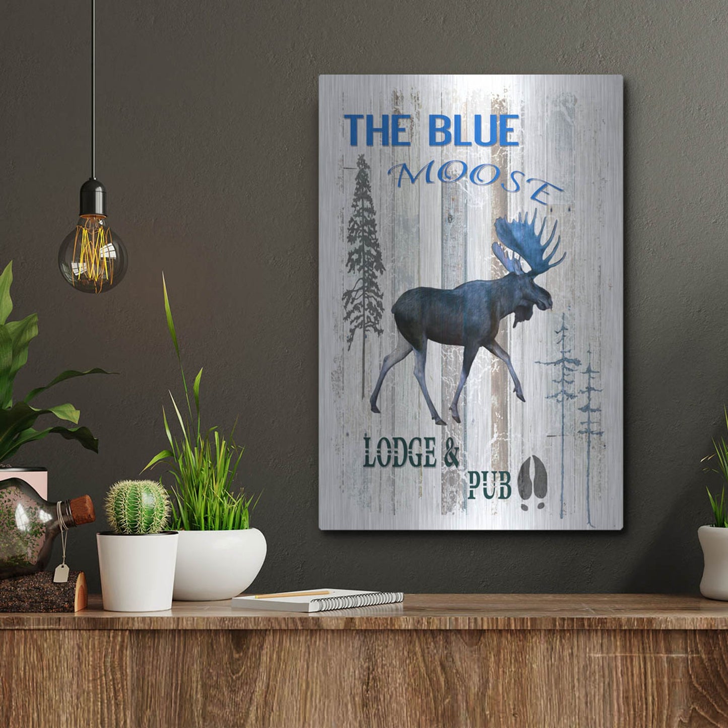 Luxe Metal Art 'The Blue Moose' by Lightbox Journal, Metal Wall Art,12x16