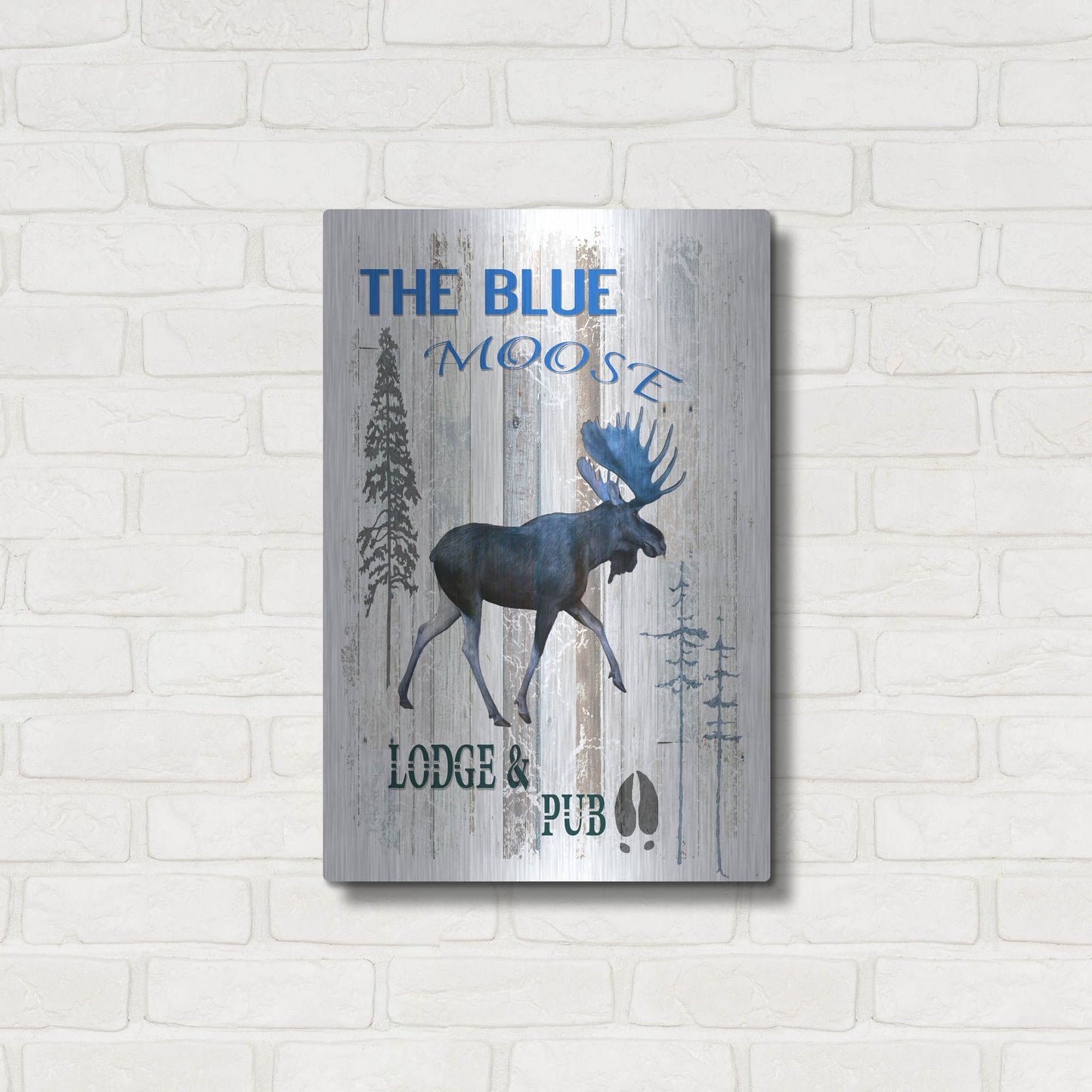 Luxe Metal Art 'The Blue Moose' by Lightbox Journal, Metal Wall Art,16x24