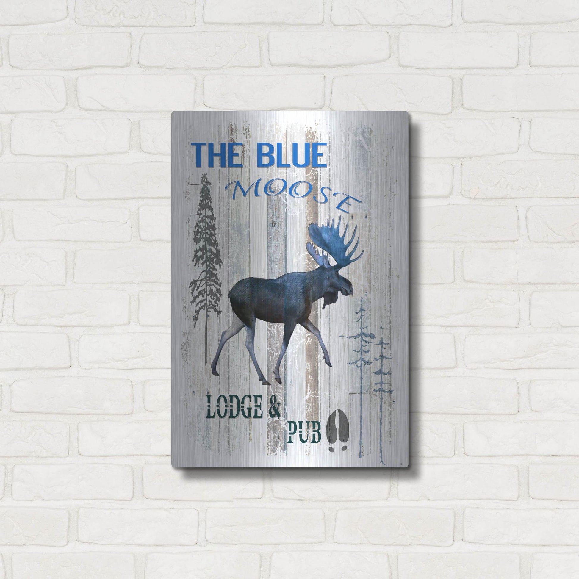 Luxe Metal Art 'The Blue Moose' by Lightbox Journal, Metal Wall Art,16x24