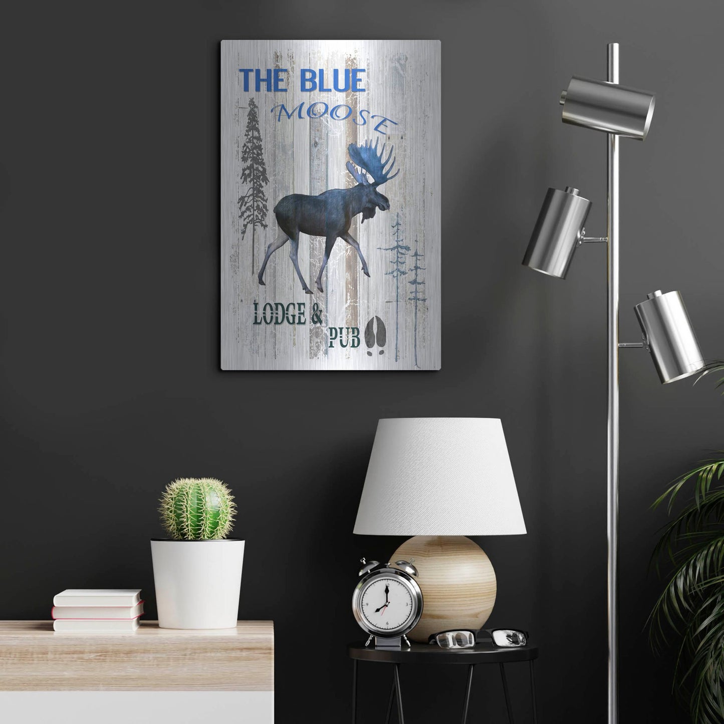 Luxe Metal Art 'The Blue Moose' by Lightbox Journal, Metal Wall Art,16x24