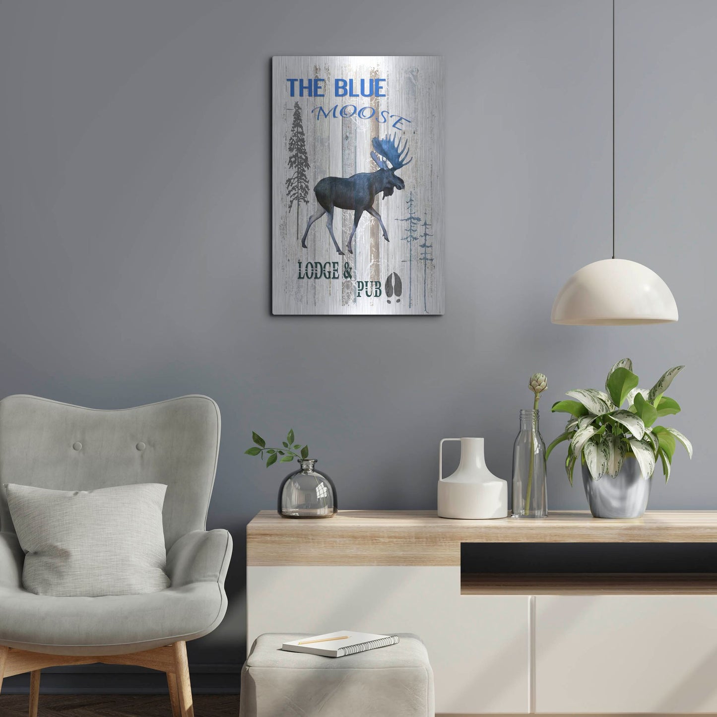 Luxe Metal Art 'The Blue Moose' by Lightbox Journal, Metal Wall Art,16x24