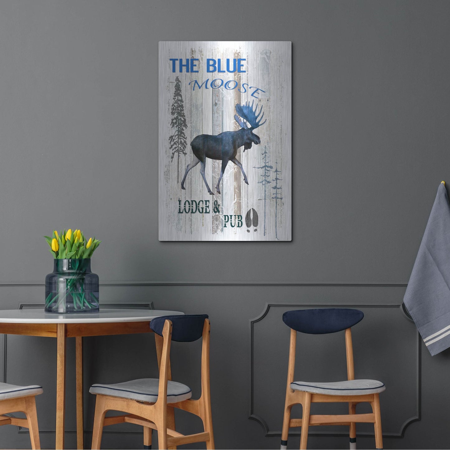 Luxe Metal Art 'The Blue Moose' by Lightbox Journal, Metal Wall Art,24x36