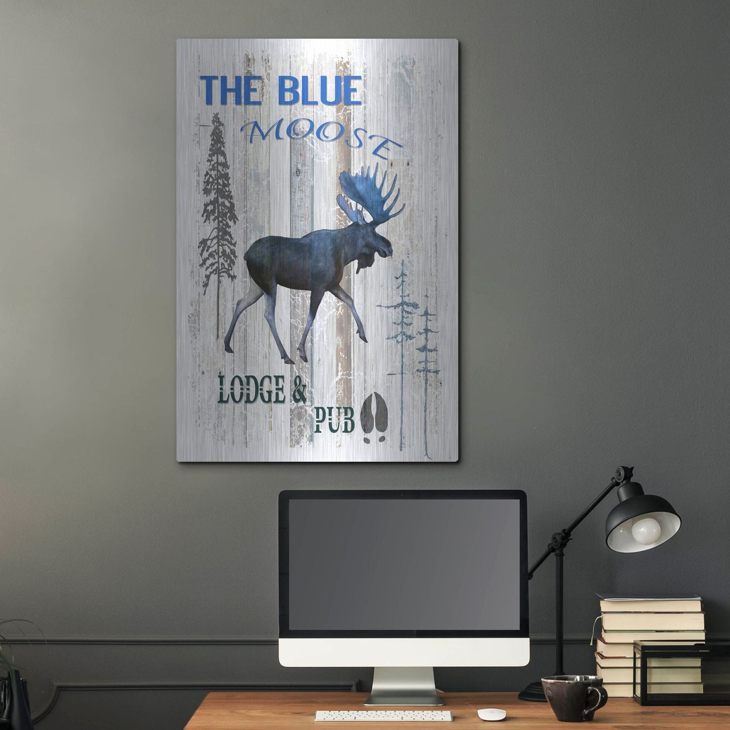 Luxe Metal Art 'The Blue Moose' by Lightbox Journal, Metal Wall Art,24x36