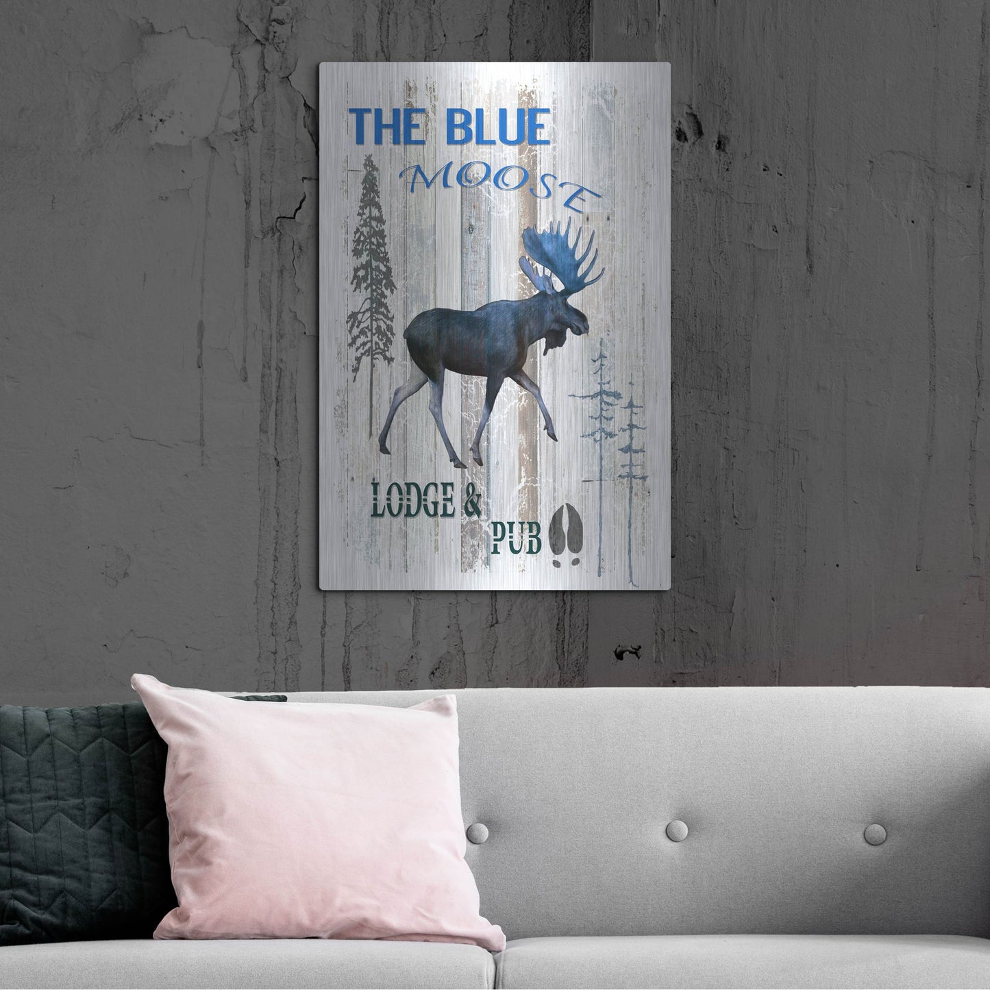 Luxe Metal Art 'The Blue Moose' by Lightbox Journal, Metal Wall Art,24x36
