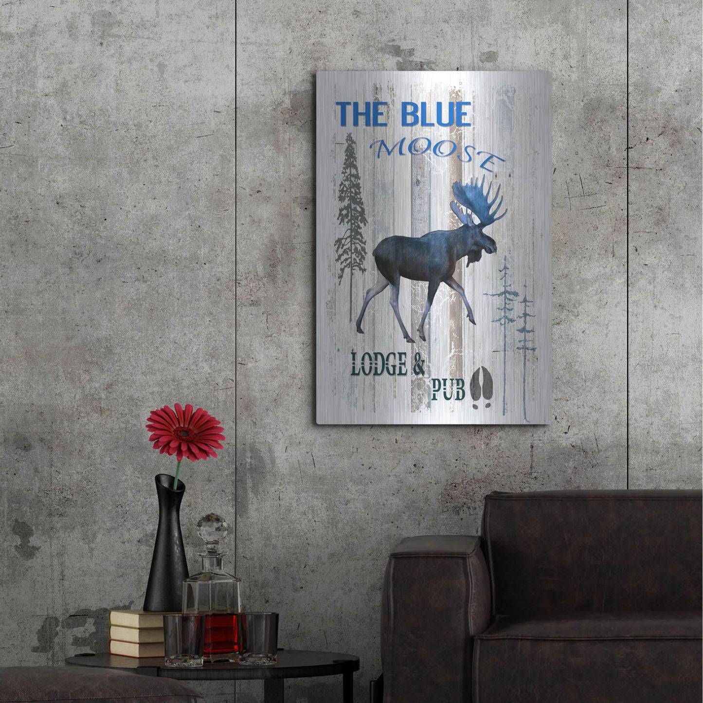 Luxe Metal Art 'The Blue Moose' by Lightbox Journal, Metal Wall Art,24x36
