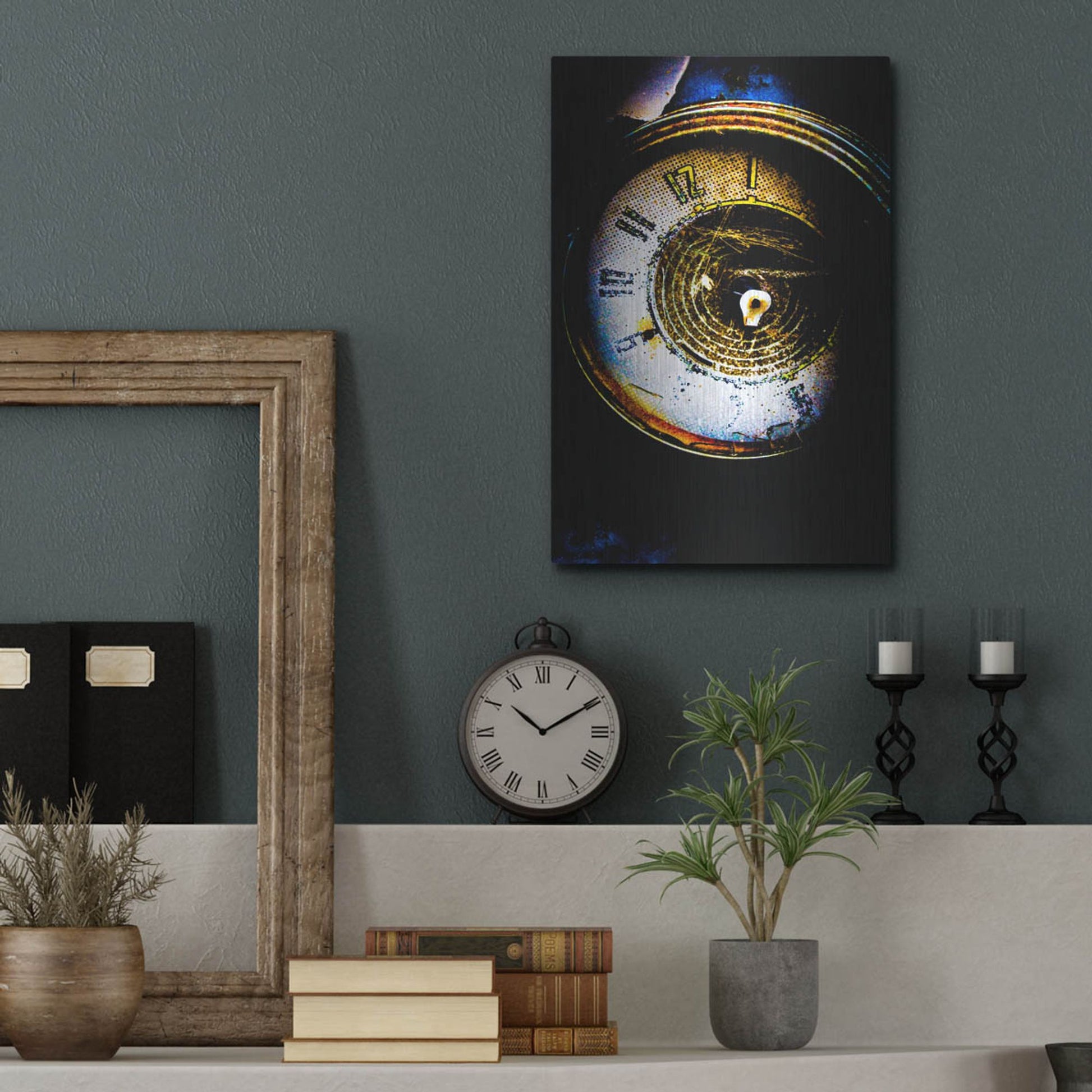 Luxe Metal Art 'Garage Clock' by Lightbox Journal, Metal Wall Art,12x16