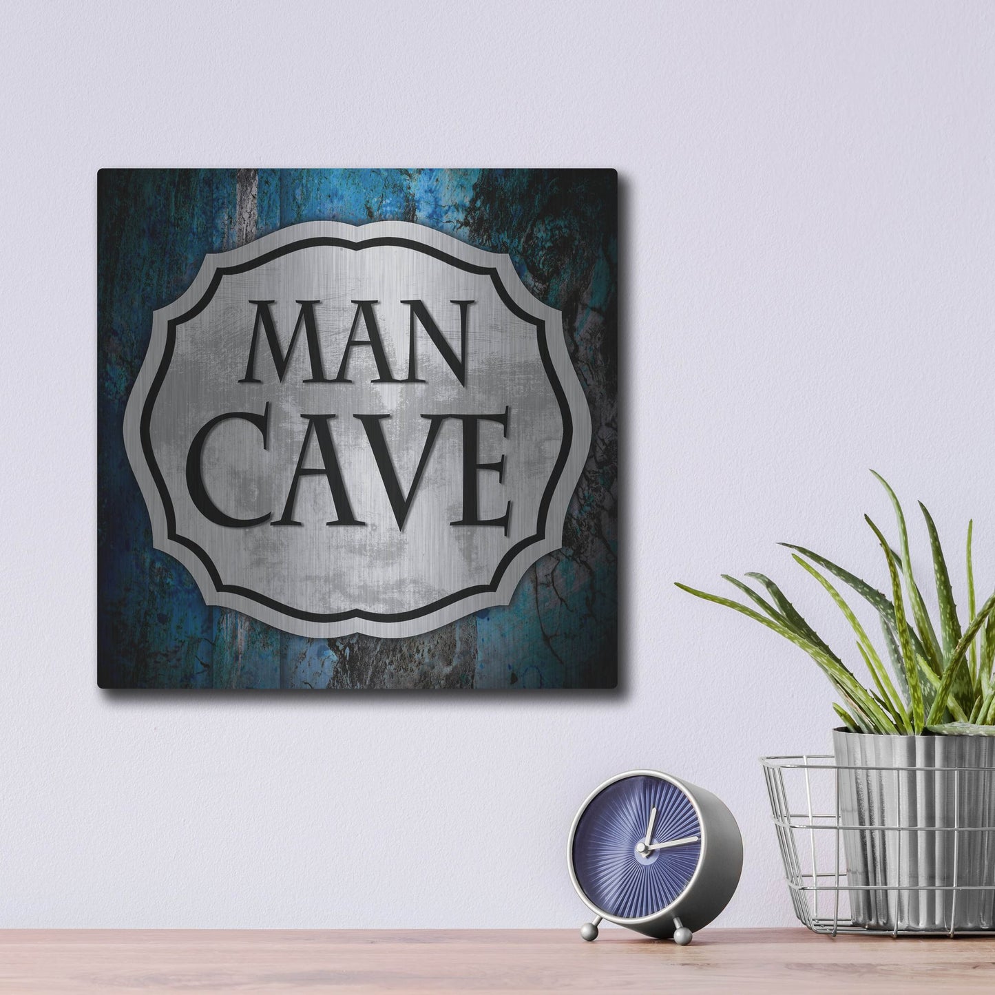 Luxe Metal Art 'Man Cave 1' by Lightbox Journal, Metal Wall Art,12x12