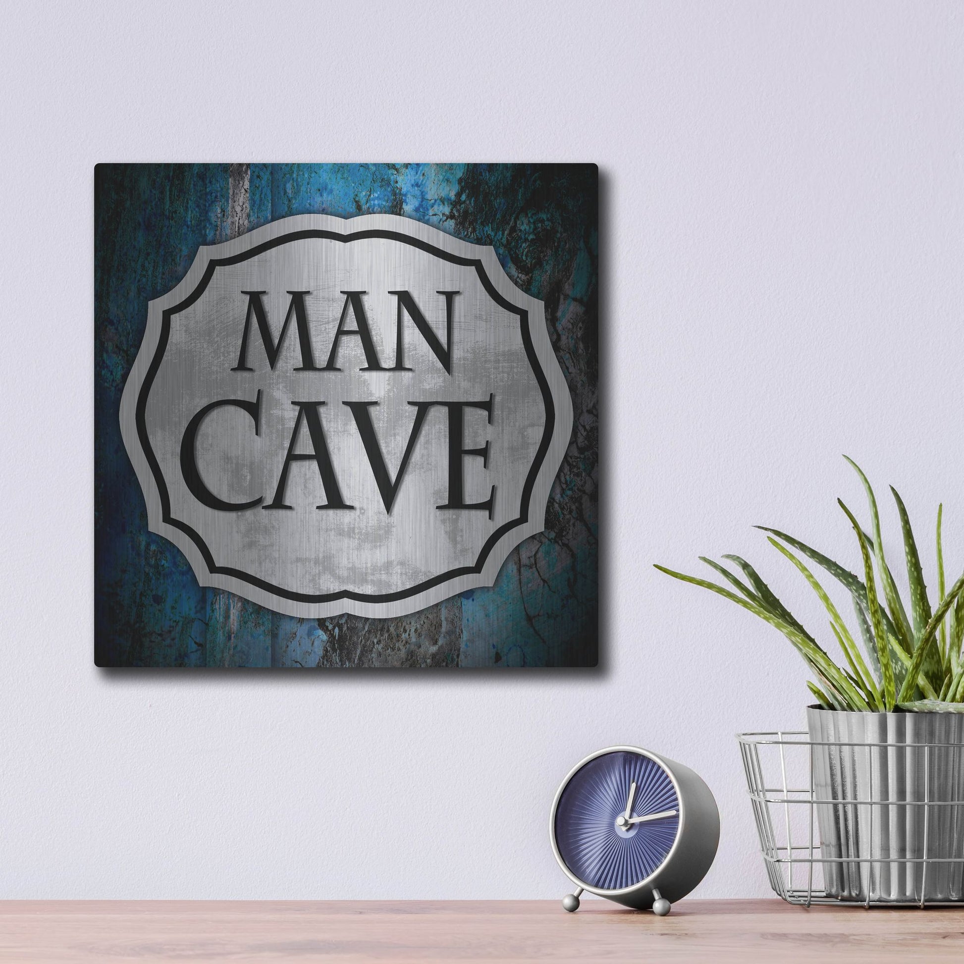 Luxe Metal Art 'Man Cave 1' by Lightbox Journal, Metal Wall Art,12x12