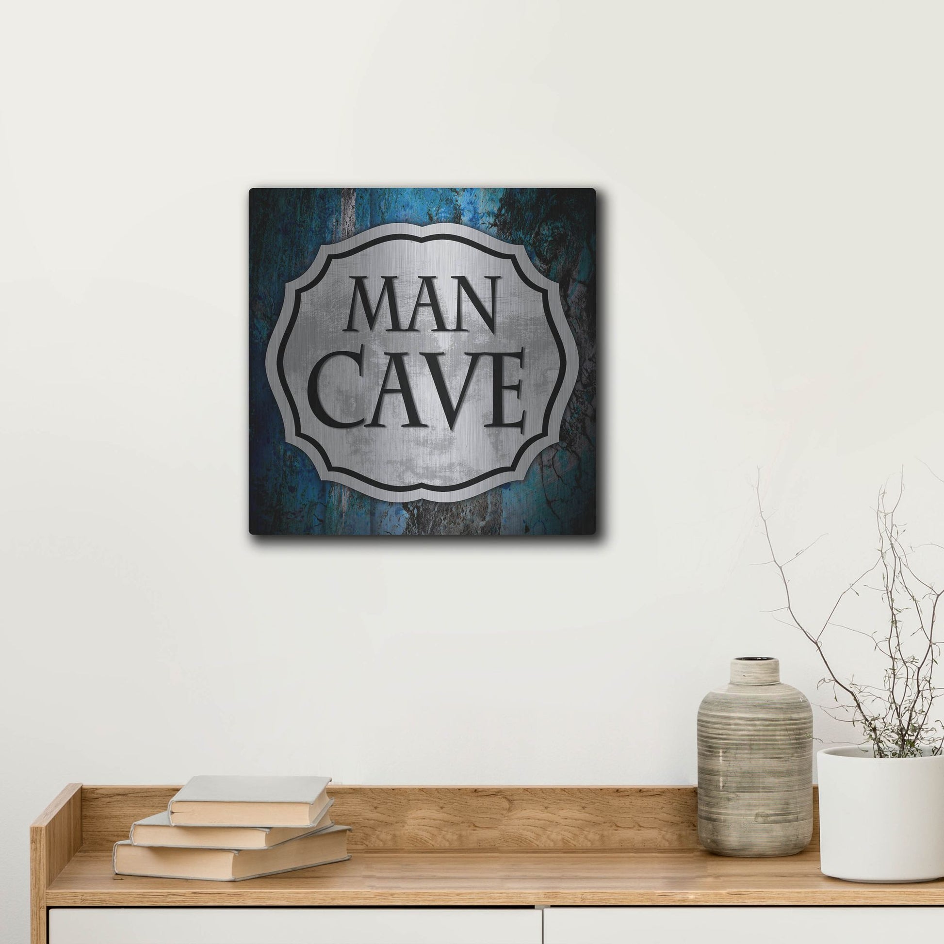 Luxe Metal Art 'Man Cave 1' by Lightbox Journal, Metal Wall Art,12x12