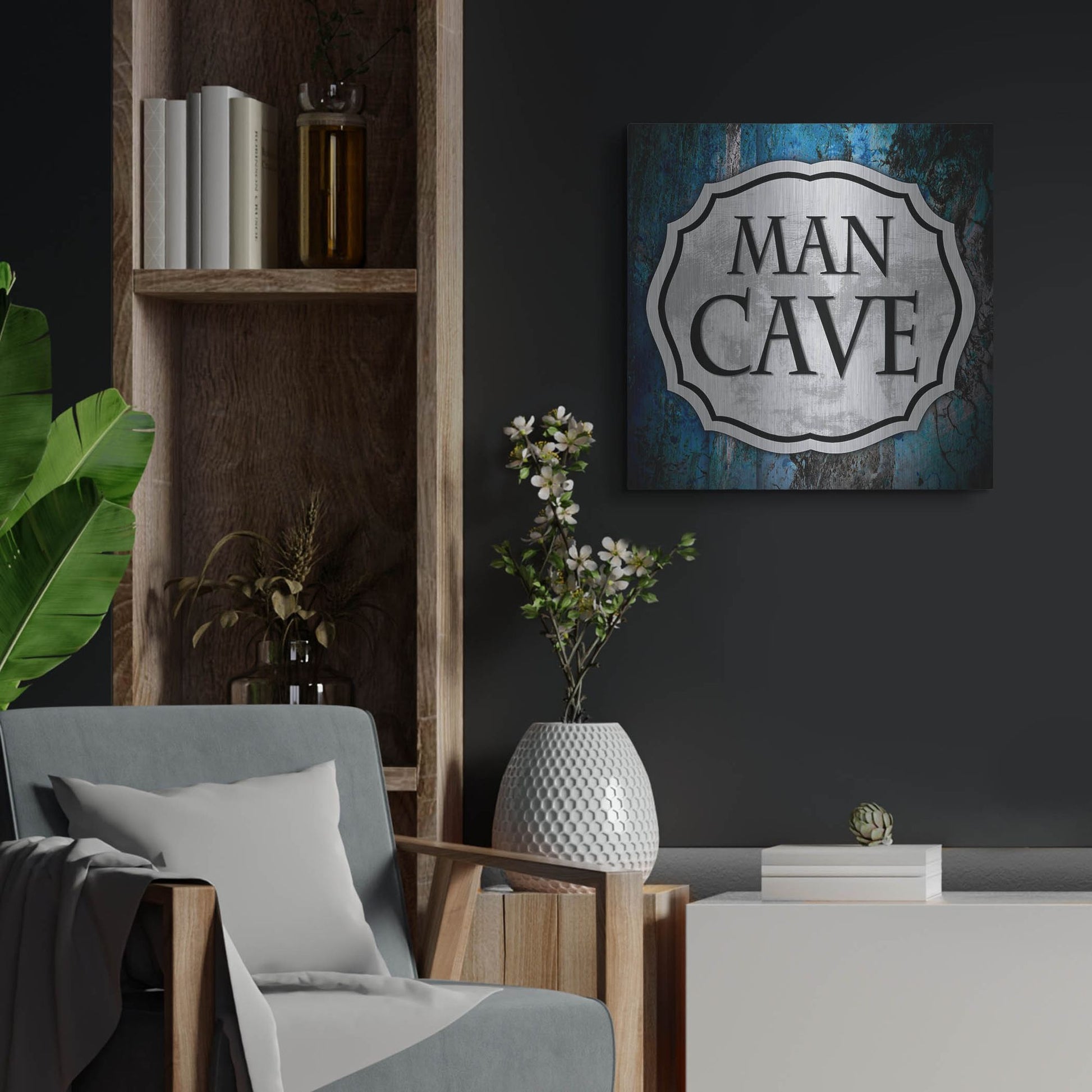 Luxe Metal Art 'Man Cave 1' by Lightbox Journal, Metal Wall Art,24x24