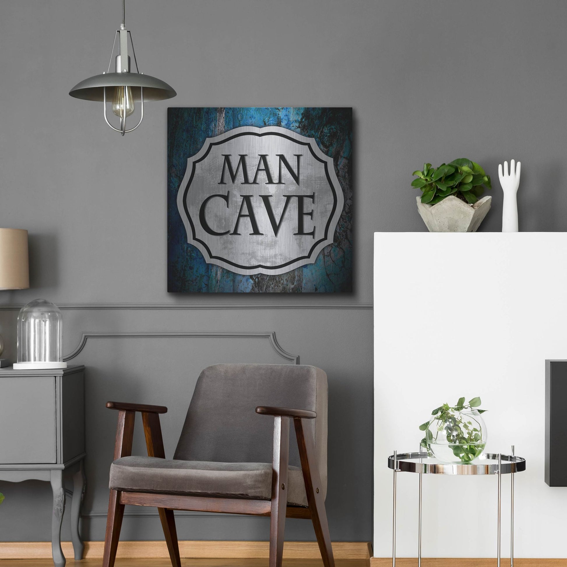 Luxe Metal Art 'Man Cave 1' by Lightbox Journal, Metal Wall Art,24x24