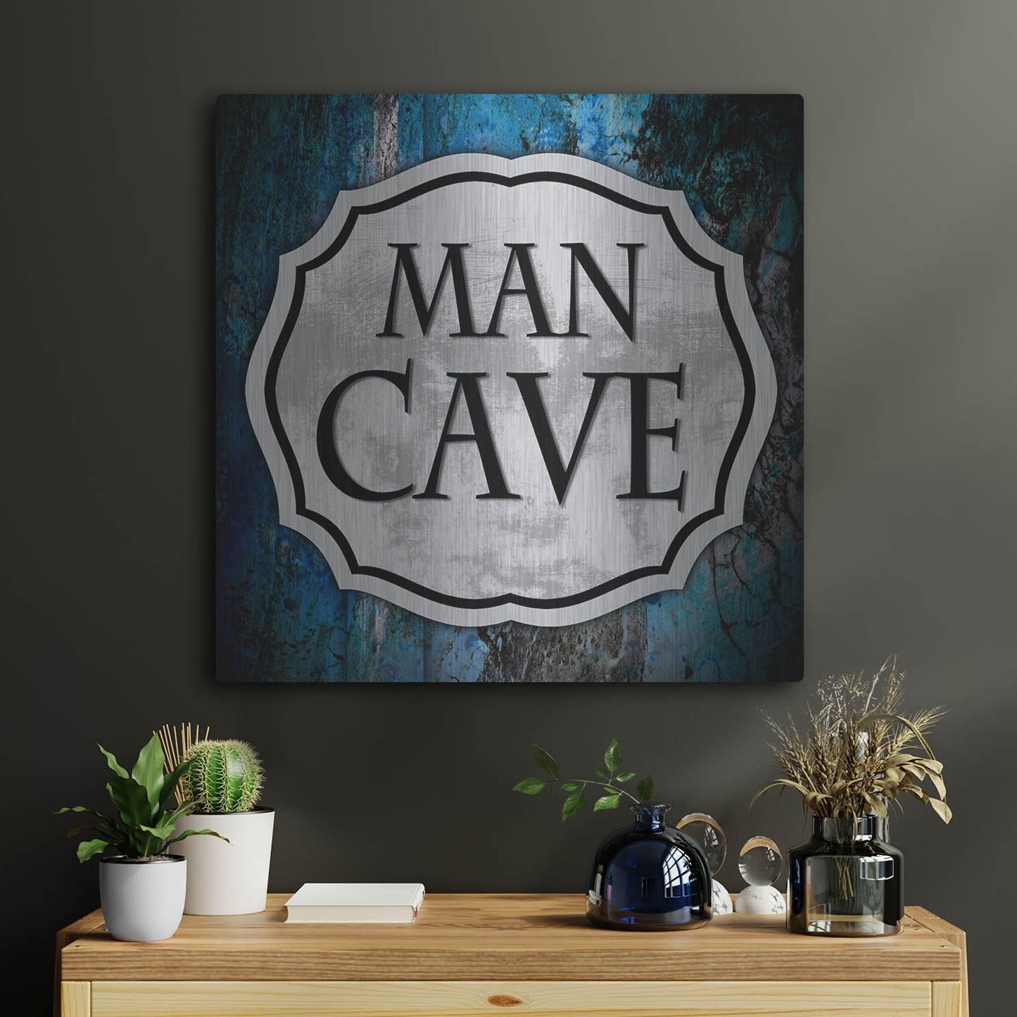 Luxe Metal Art 'Man Cave 1' by Lightbox Journal, Metal Wall Art,24x24