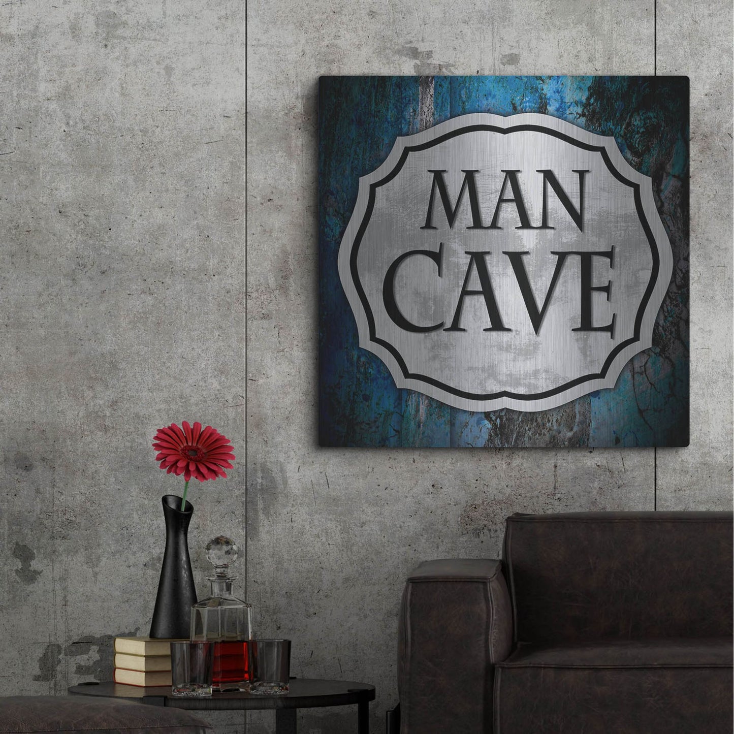 Luxe Metal Art 'Man Cave 1' by Lightbox Journal, Metal Wall Art,36x36