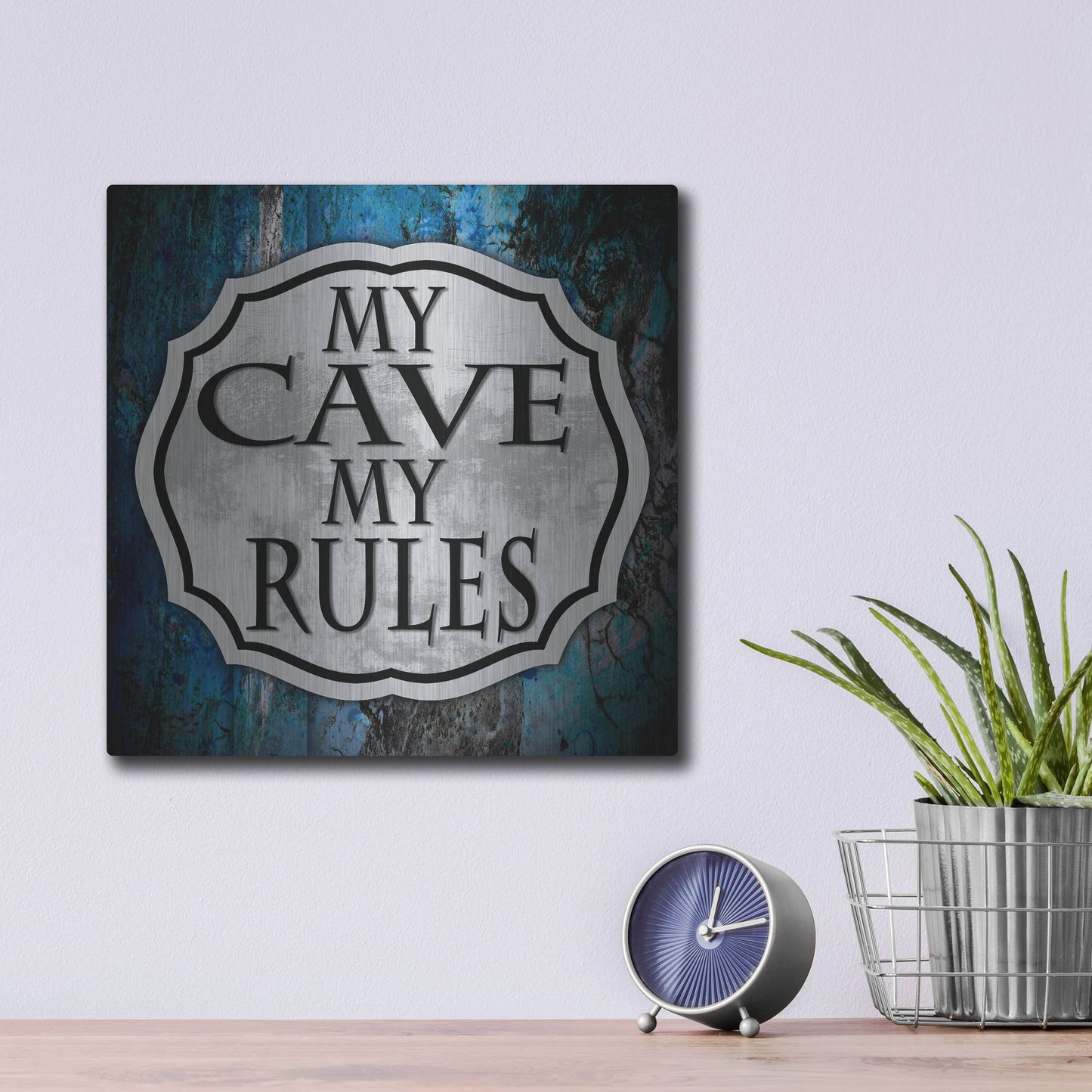 Luxe Metal Art 'Man Cave 2' by Lightbox Journal, Metal Wall Art,12x12