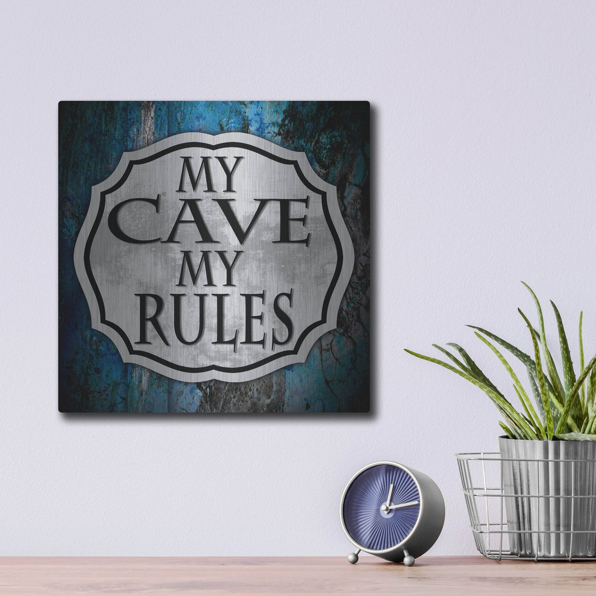 Luxe Metal Art 'Man Cave 2' by Lightbox Journal, Metal Wall Art,12x12