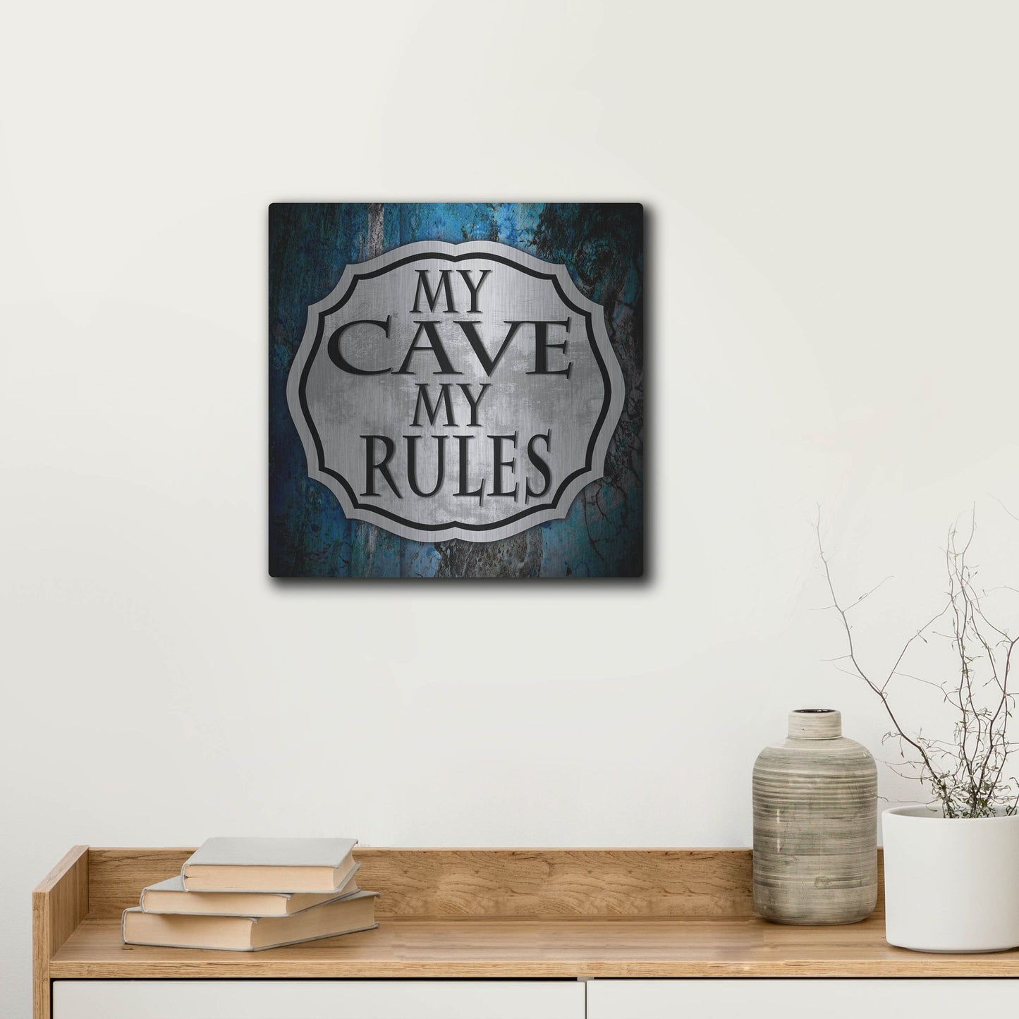Luxe Metal Art 'Man Cave 2' by Lightbox Journal, Metal Wall Art,12x12