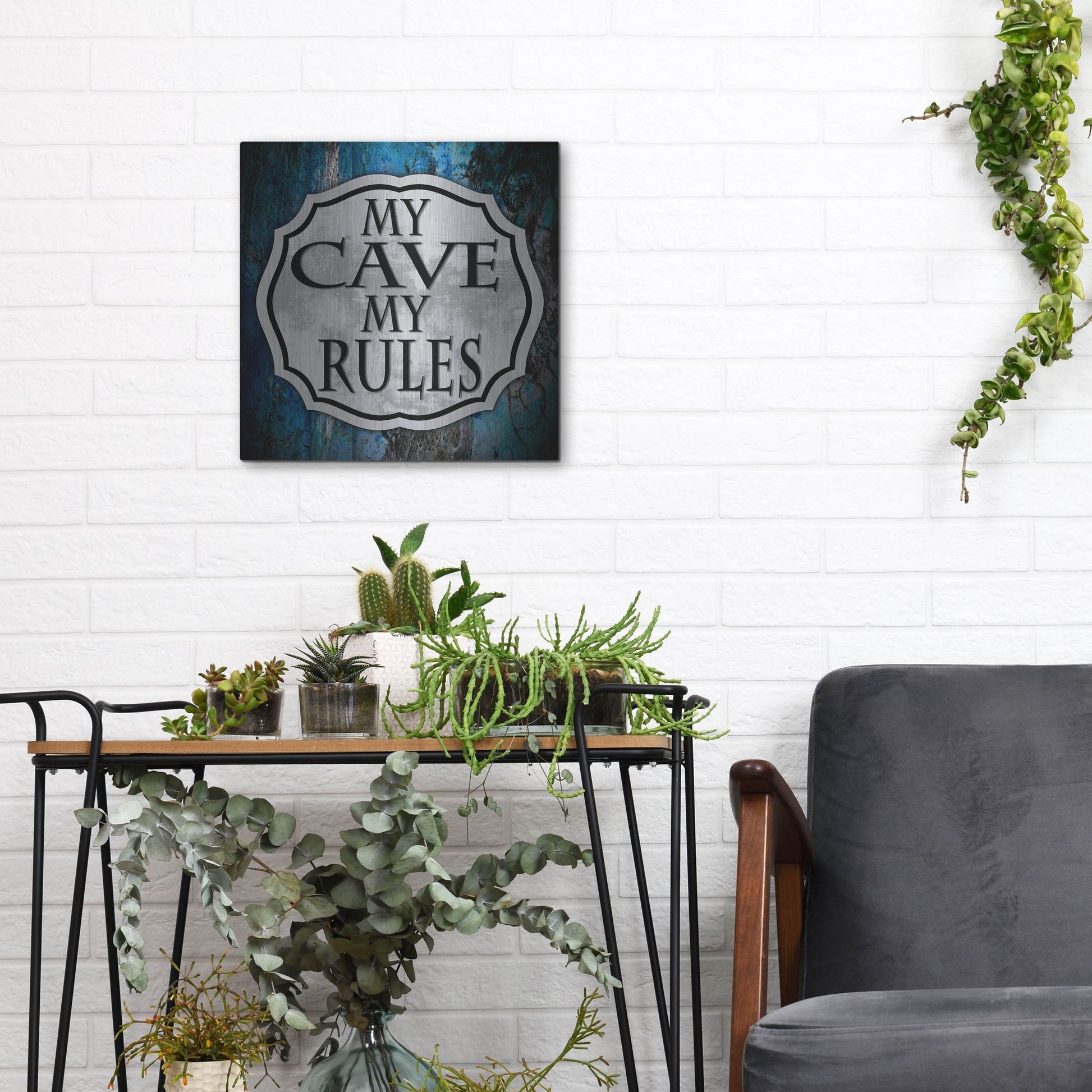 Luxe Metal Art 'Man Cave 2' by Lightbox Journal, Metal Wall Art,12x12