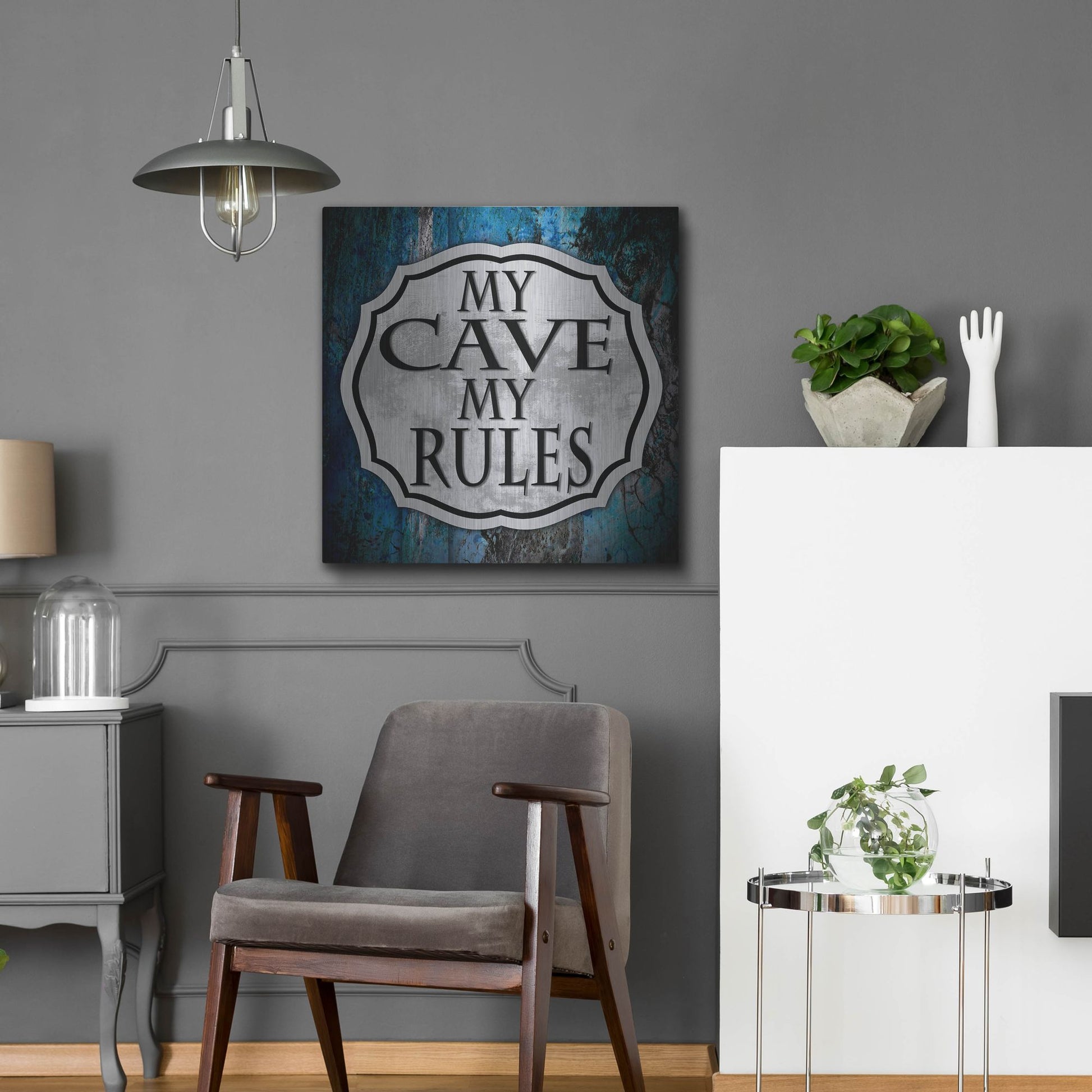 Luxe Metal Art 'Man Cave 2' by Lightbox Journal, Metal Wall Art,24x24