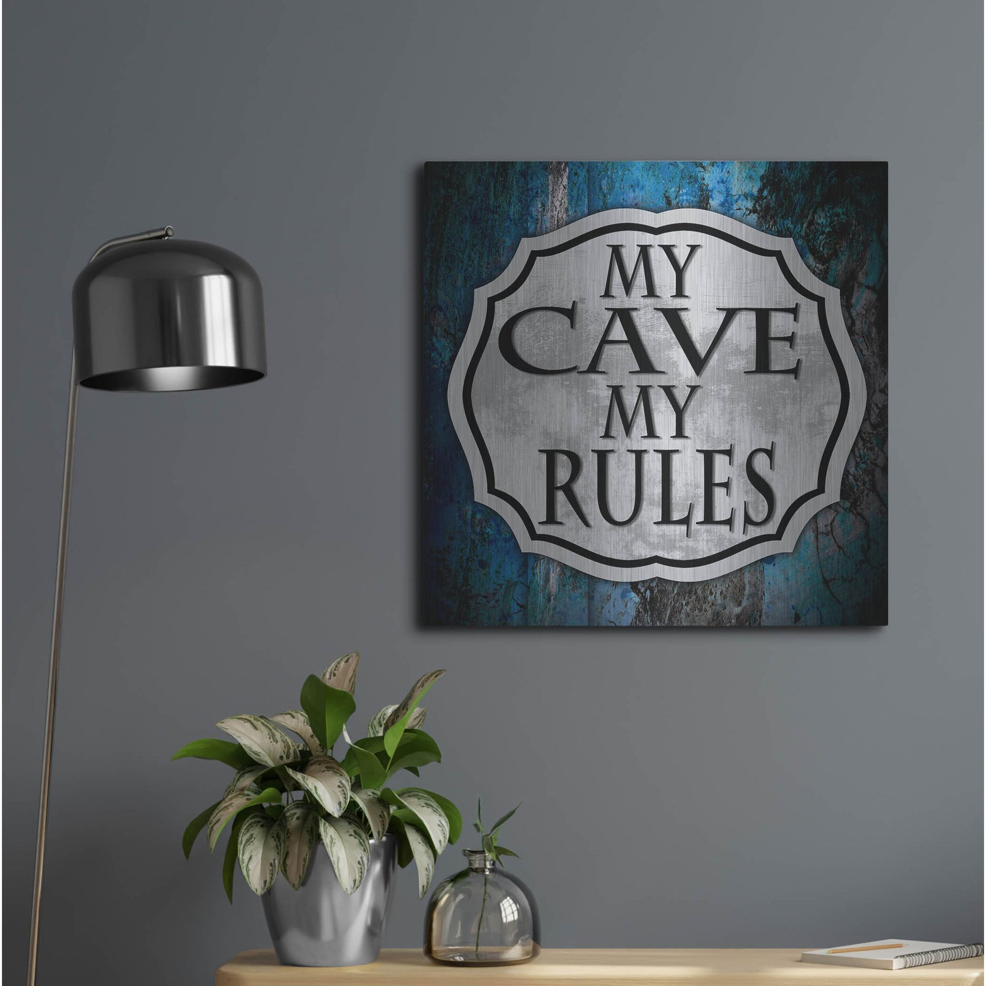 Luxe Metal Art 'Man Cave 2' by Lightbox Journal, Metal Wall Art,24x24