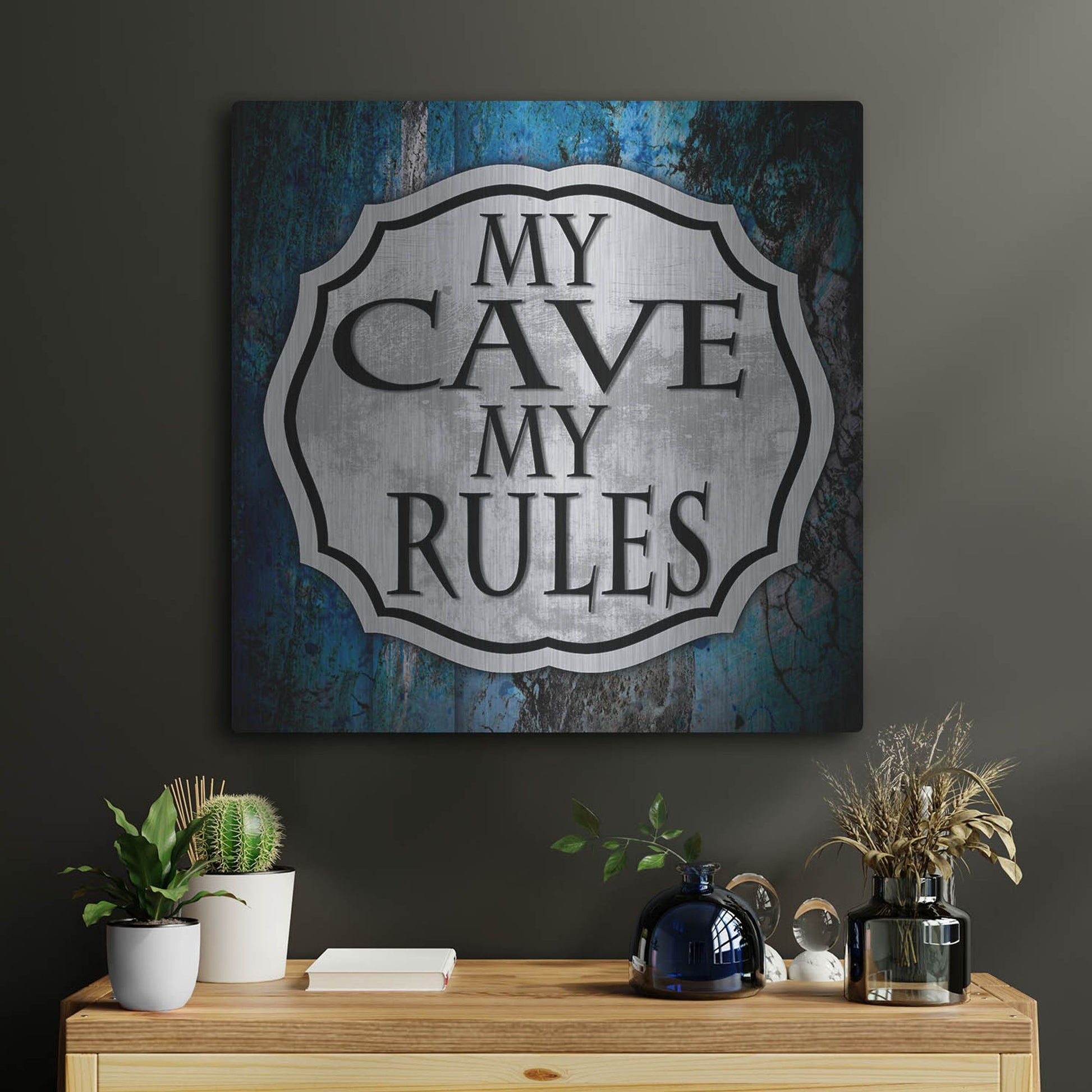 Luxe Metal Art 'Man Cave 2' by Lightbox Journal, Metal Wall Art,24x24