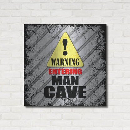Luxe Metal Art 'Warning Man Cave' by Lightbox Journal, Metal Wall Art,36x36