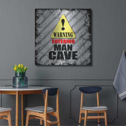 Luxe Metal Art 'Warning Man Cave' by Lightbox Journal, Metal Wall Art,36x36