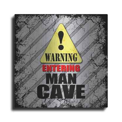 Luxe Metal Art 'Warning Man Cave' by Lightbox Journal, Metal Wall Art