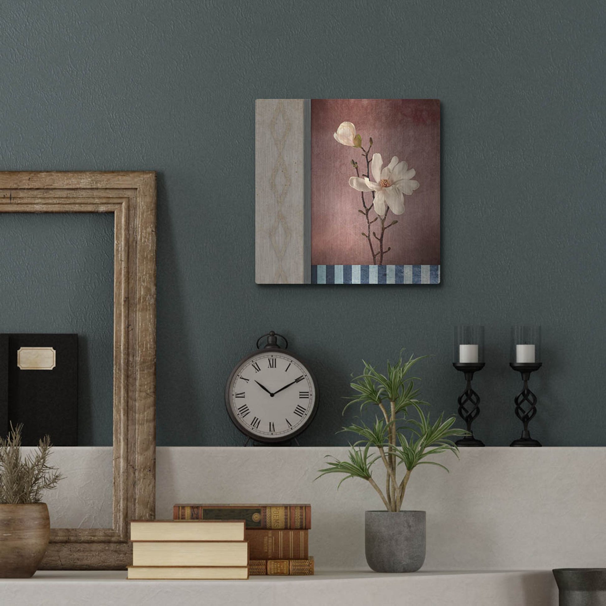 Luxe Metal Art 'Magnolia Diamond 2' by Lightbox Journal, Metal Wall Art,12x12