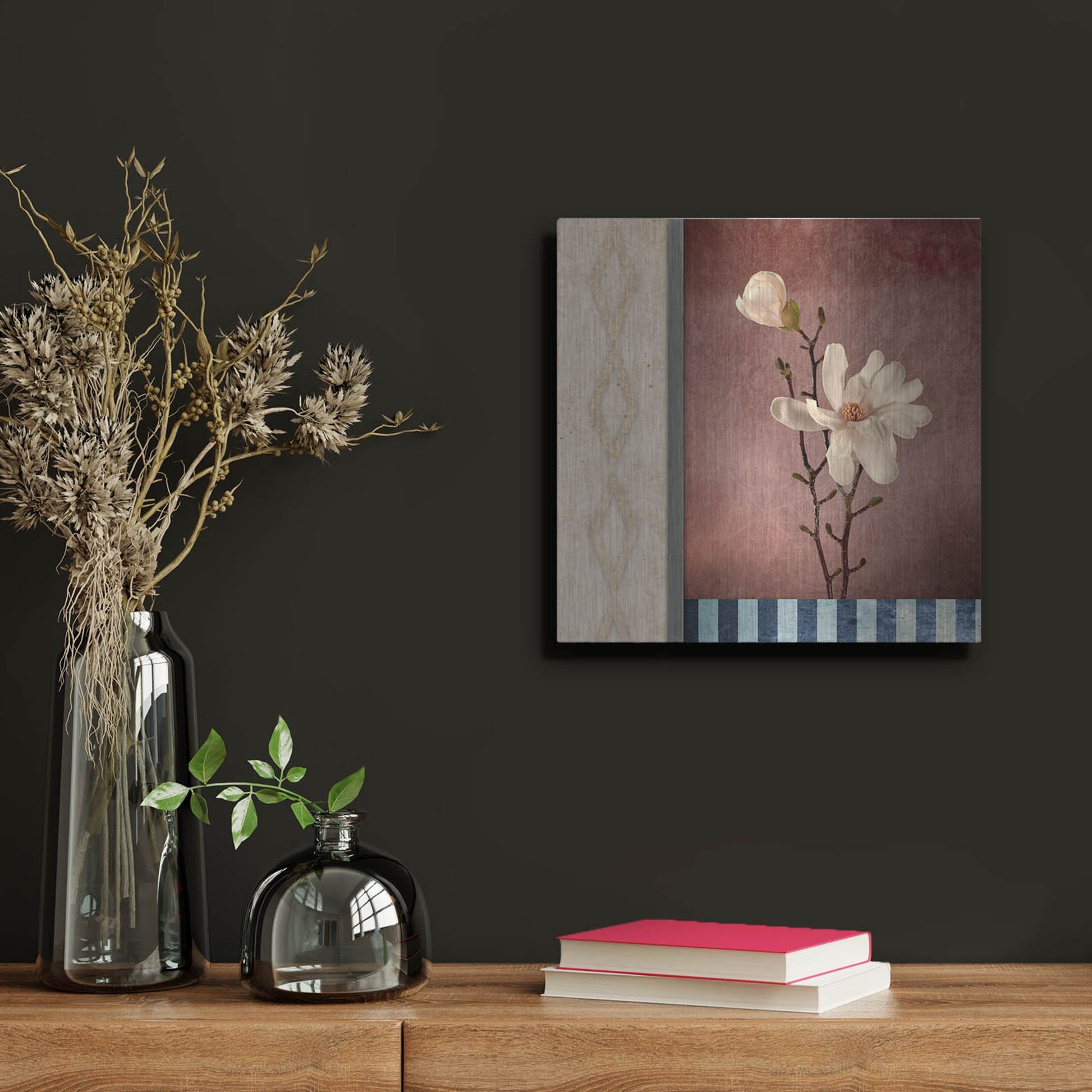 Luxe Metal Art 'Magnolia Diamond 2' by Lightbox Journal, Metal Wall Art,12x12